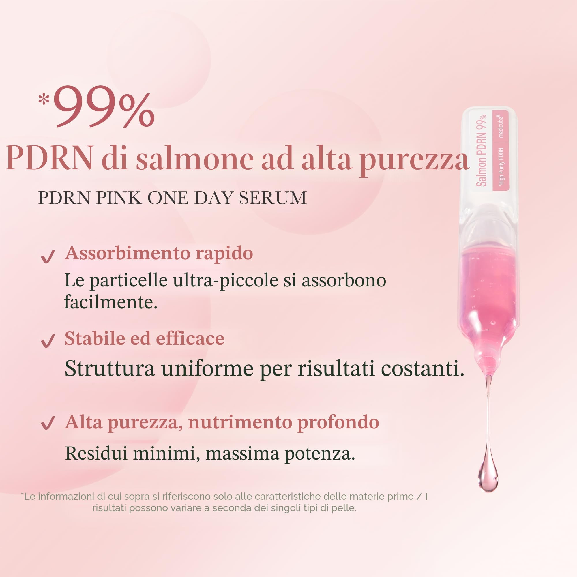 medicube Salmon DNA PDRN Pink One-Day Serum – Ampolla intensiva 99% PDRN con Collagene, Glutatione e Acido Ialuronico per maggiore luminosità