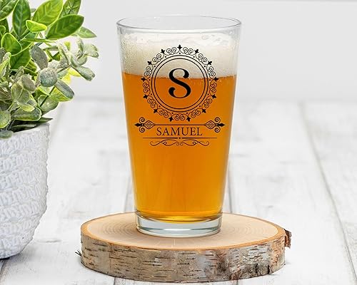 Miniatura 3 de PREZZY Vaso de cerveza con letra S con inicial vintage, vasos para beber con nombre del alfabeto A-Z, taza de cerveza de 16 onzas, regalos