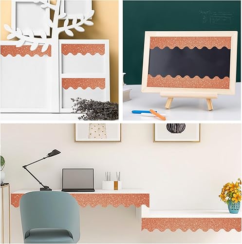 Miniatura 21 de Bordes de tablón de anuncios de 65 pies, bordes festoneados brillantes, borde decorativo para póster, decoración de aula para escuela, tiras de Verde