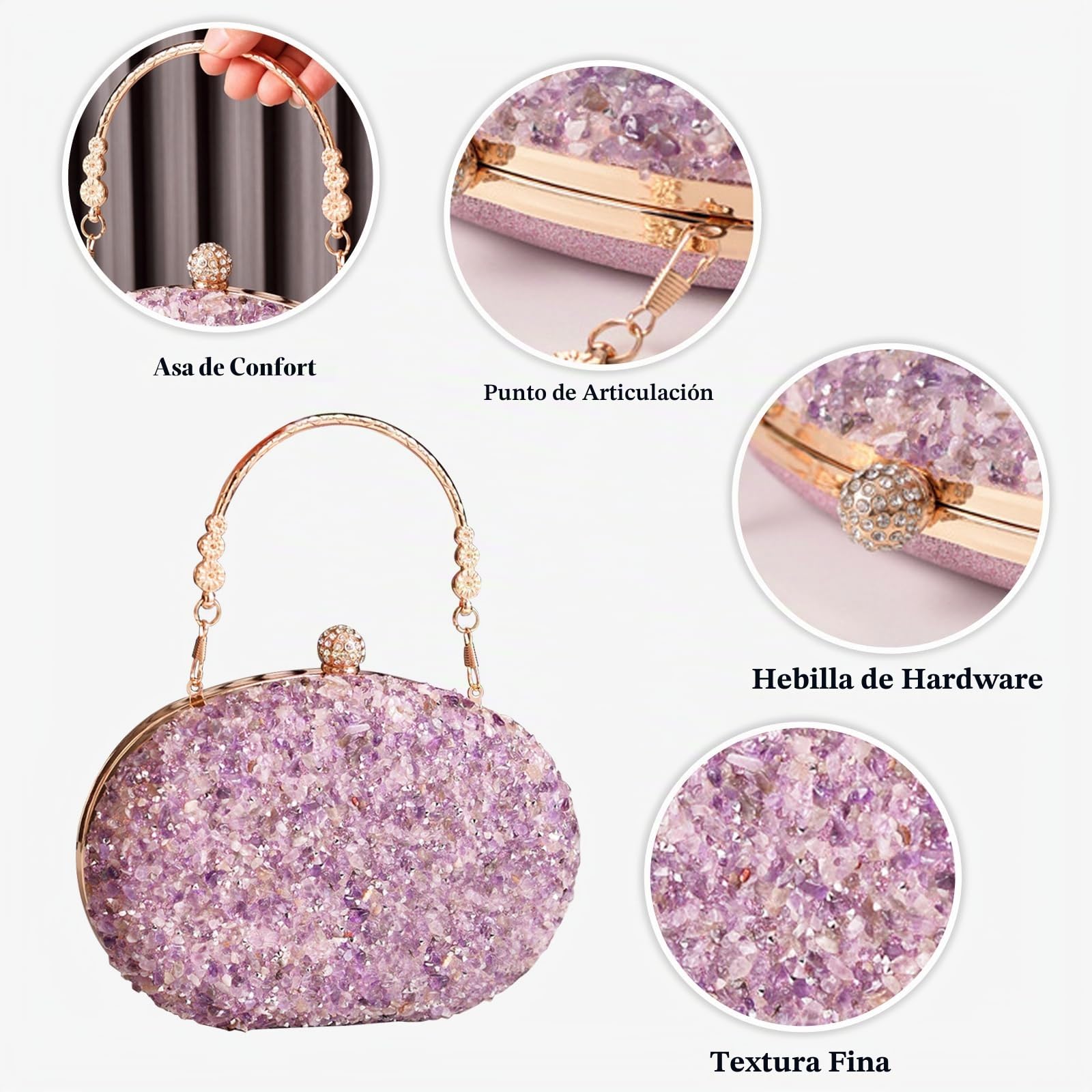 CORIOS Lentejuelas Clutch para Mujer Bolsa de Noche Bolso de Boda Bolsa de Cadena Pequeña Bolso de Fiesta Lujoso Bolso de Hombro Elegante Fiesta de Graduación Banquete Bolsos Bandolera Multicolor