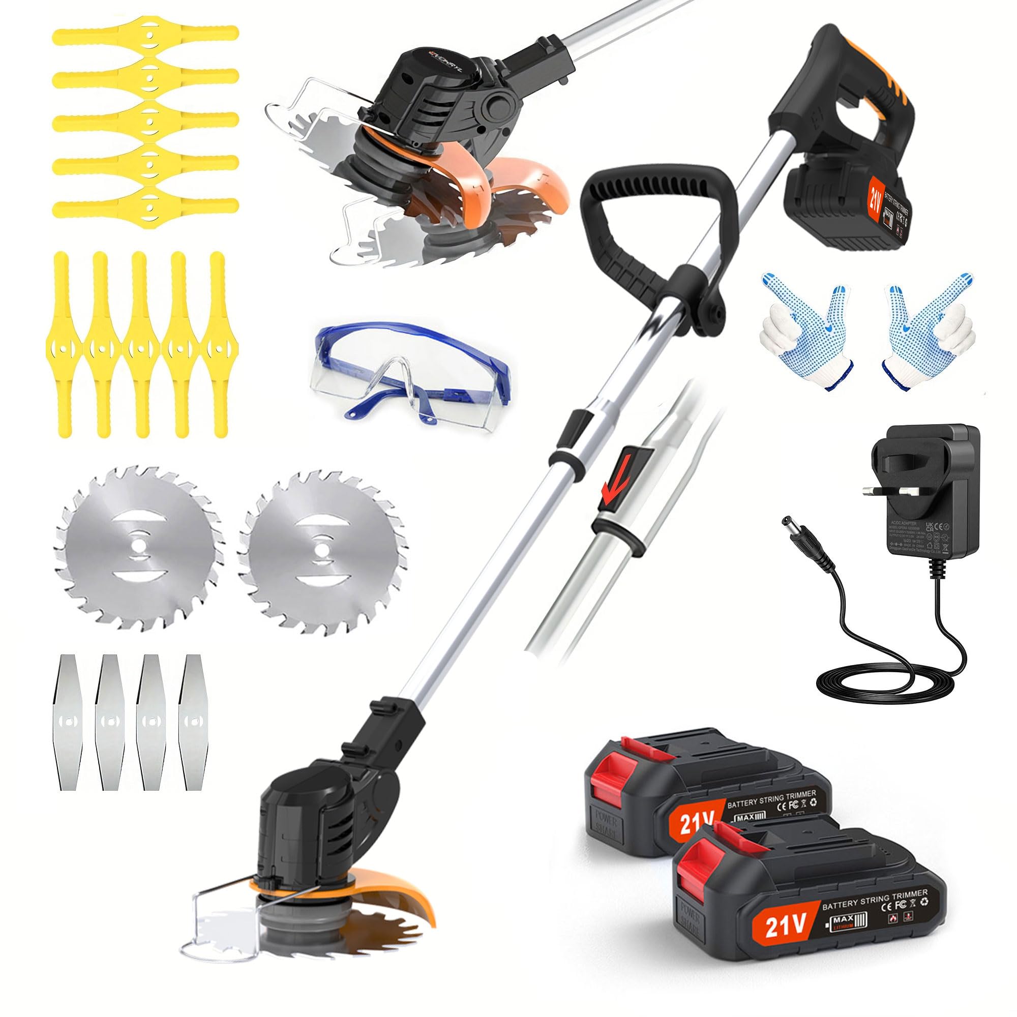 EVOKRYL 21V Cordless Grass Strimmer with 11000 RPM and 750W Motor Garden Strimmer Cordless with 2 Batteries 4.0Ah is the Perfect Partner for all Your Garden and Lawn Care Needs