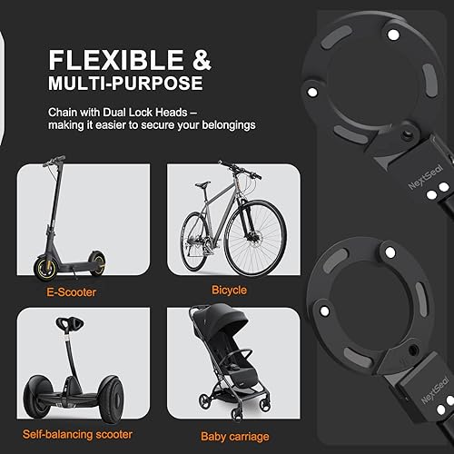 Miniatura 3 de Candado eléctrico para scooter, cerradura de scooter de alta seguridad, bloqueo sin llave, cerradura de cadena antirrobo de 35.5 pulgadas con llave,