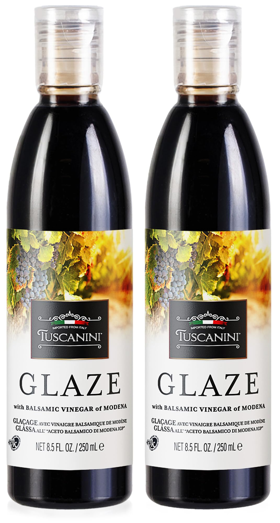 Tuscanini, Balsamic Glaze Made with Kosher Balsamic Vinegar of Modena Italy, (2 Pack) 8.5oz bottle, Balsamic Reduction
