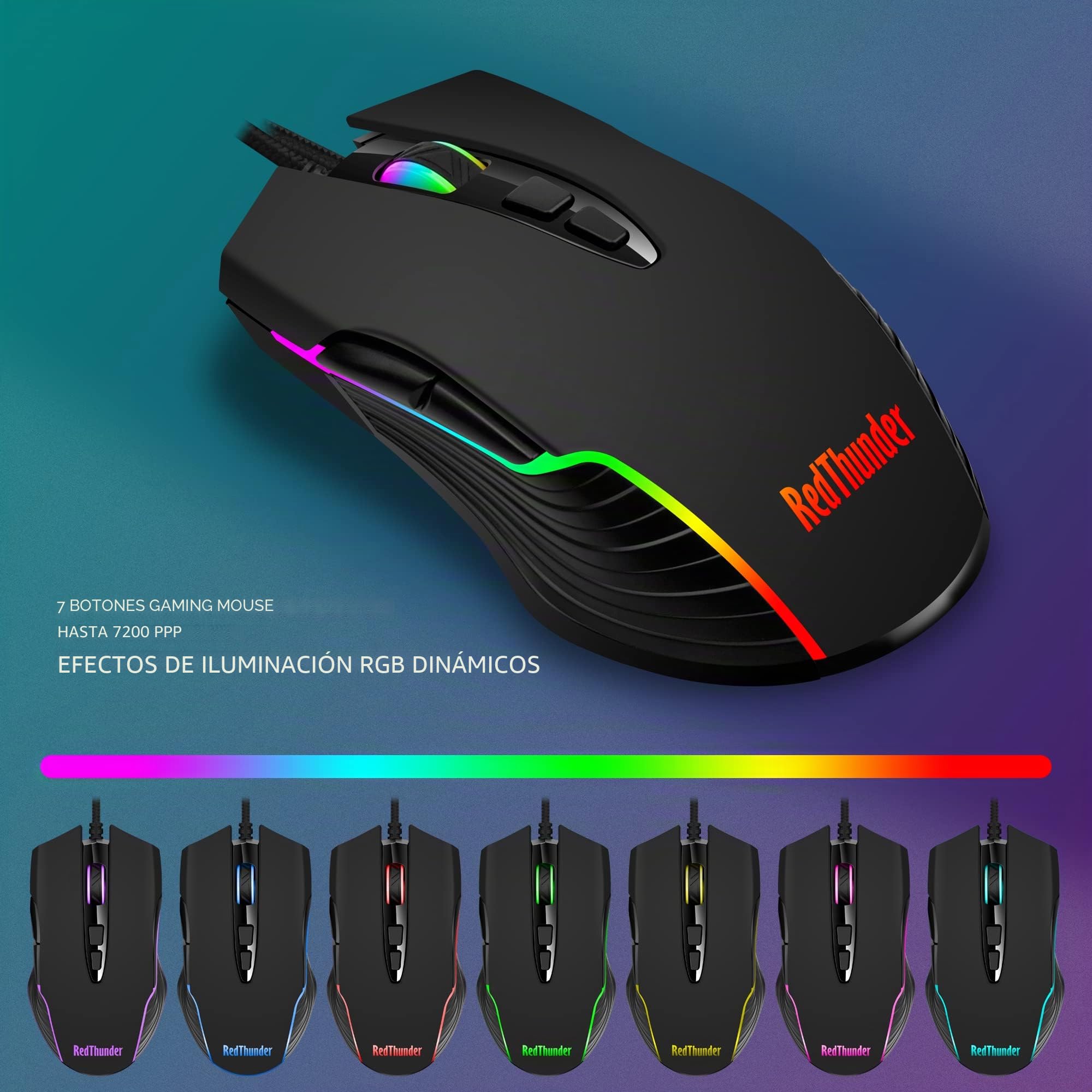 RedThunder K10 Combo de teclado y ratón para juegos con cable, diseño del Reino Unido, tacto mecánico ergonómico teclado antifantasma + ratón 7D 3200 DPI para PC, Mac (negro)