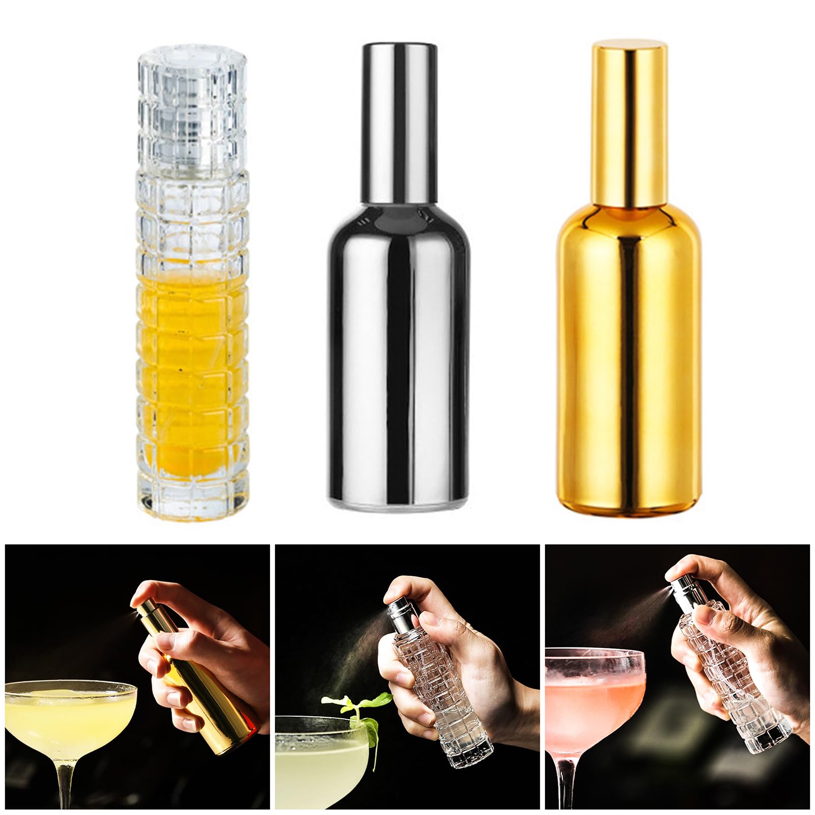 Montesy Pack Of 2 Cocktail Atomizer Sprayer Bottles For And Oil 30ml Glass Misters For Portable Use