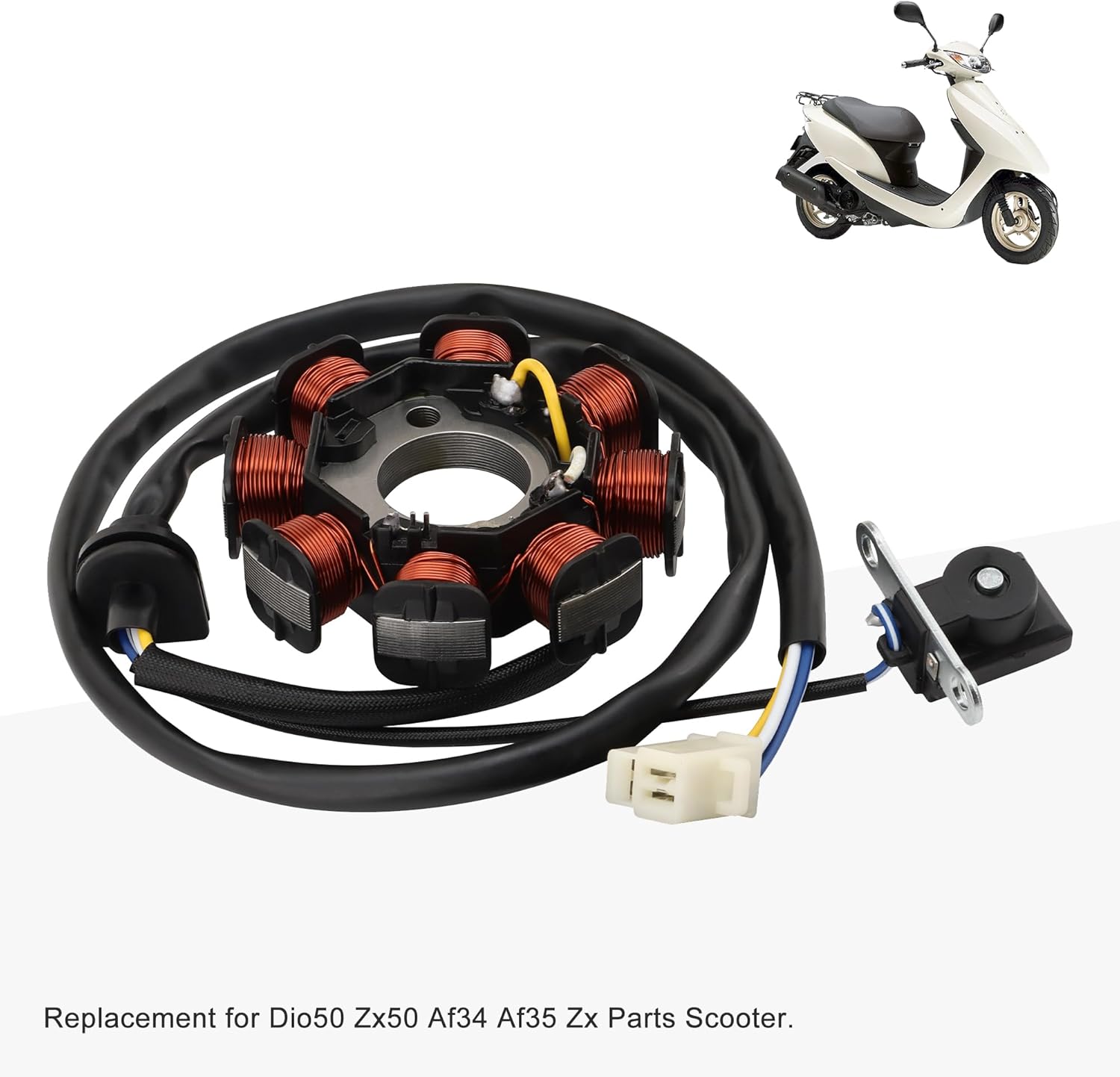 GOOFIT 8 Coil 3 Wire Magneto Stator Coil Ignition Generator Replacement For Dio50 Zx50 Af34 Af35 Zx Parts Scooter