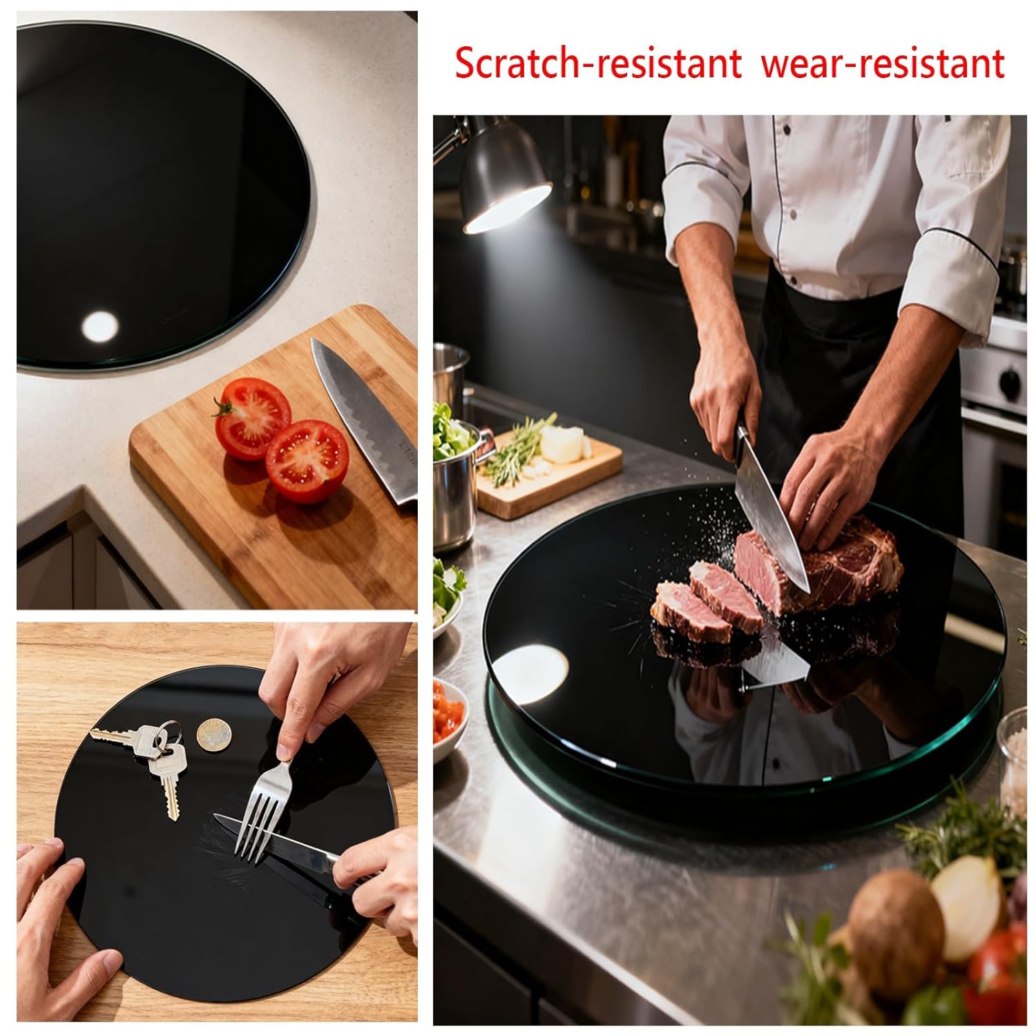 Round Glass Table Top, Tempered Glass Table Top, with Rounded Edge, Safe Flat Polished, for Dining Table, Home Office Glass Countertop. 50CM,80CM(44CM(17.3IN))