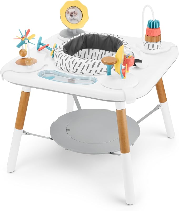 Skip Hop Discoverosity Montessori-Inspired 3-Stage Activity Center & Play Table for Baby Ages 4m+, Includes Mirror, Rattles, Teethers