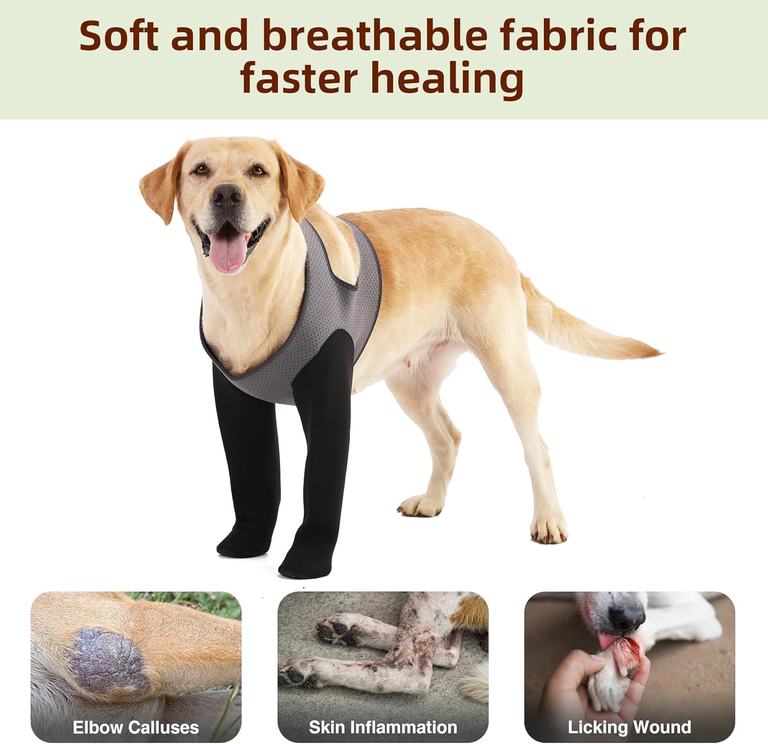 Dog Socks to Prevent Licking Paws ，Breathable Leg Sleeve to Stop Licking and Biting,Firm and Secure Protect Wounds Dog Recovery Sleeve Socks (Small-Gray)