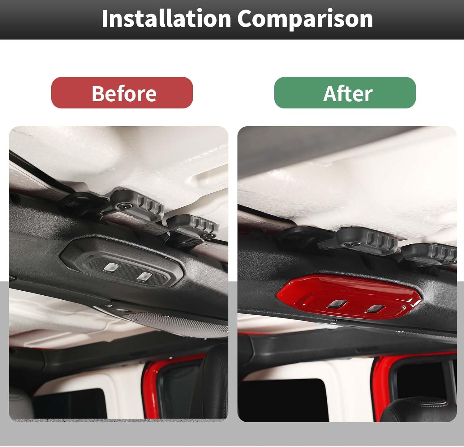CheroCar for JL Roof Reading Light Cover Trim Interior Accessories for Jeep Wrangler JL JLU 2024+,Red