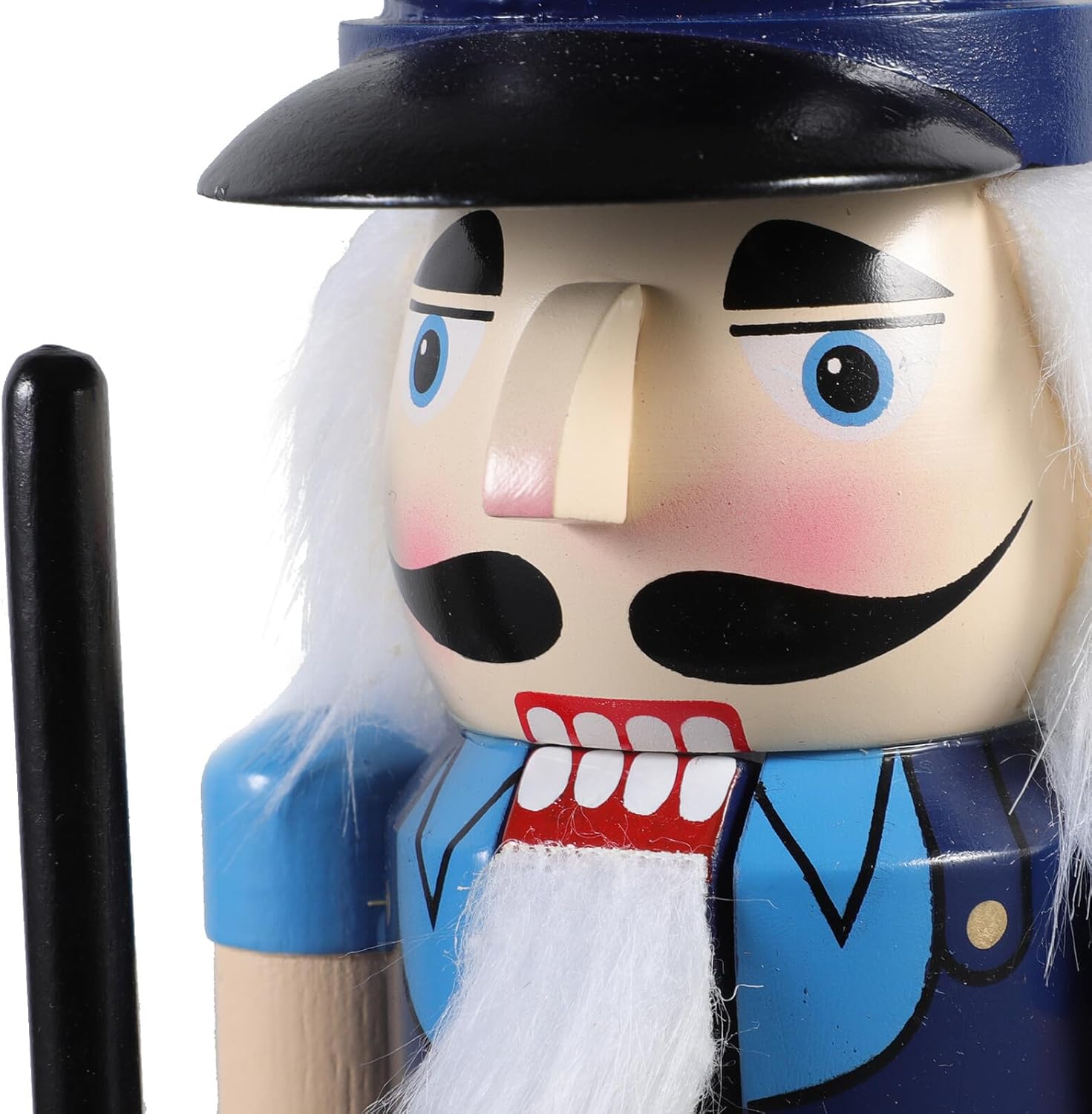 38cm Wooden Police Nutcracker Figure Hand-Painted Christmas Nutcracker Decor Festive Holiday Ornament for Home and Party Decoration