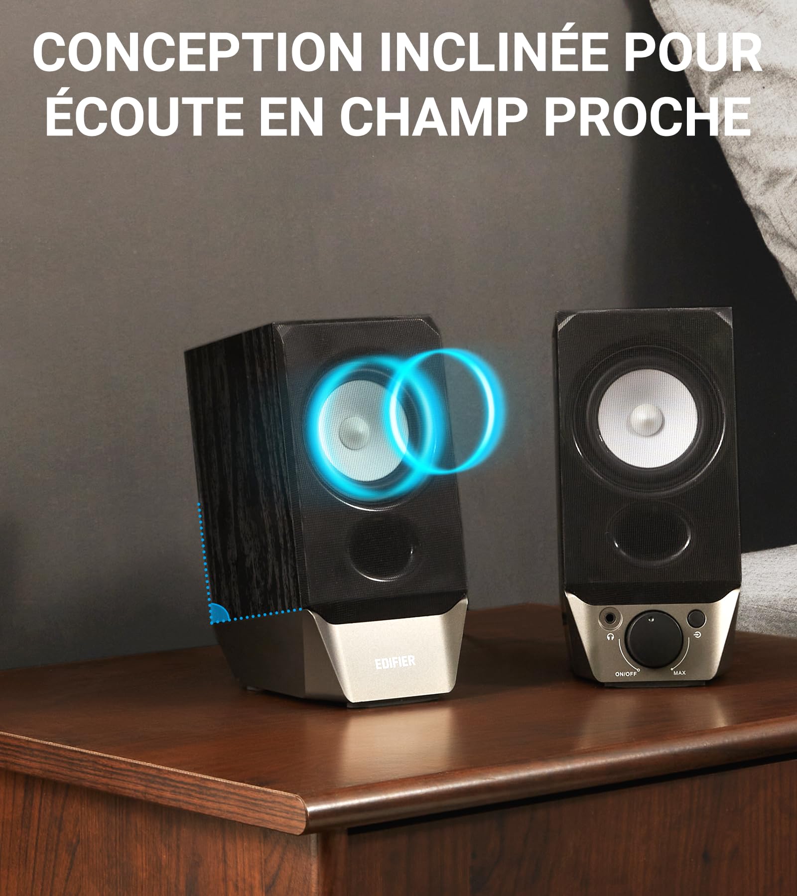 Edifier R19BT 2.0 Enceintes PC, Hauts-parleurs Bluetooth 5.3 Son Stéréo Complet, Basses Puissantes, Contrôle du Volume, Entrée 3,5 mm/Carte Son USB pour Ordinateur/TV/Smartphone/Tablette - Noir