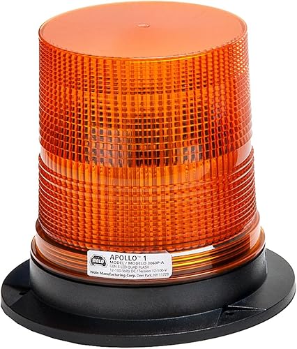 Wolo (3060P-A) Apollo 1 GEN 3 Luz de advertencia de emergencia - Lente ámbar, montaje permanente