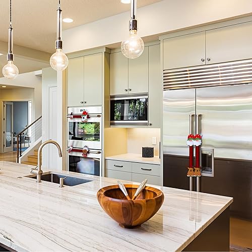 Miniatura 3 de Boao Cubierta navideña para manija de puerta de refrigerador, muñeco de nieve, Papá Noel, para electrodomésticos, cocina, decoración para