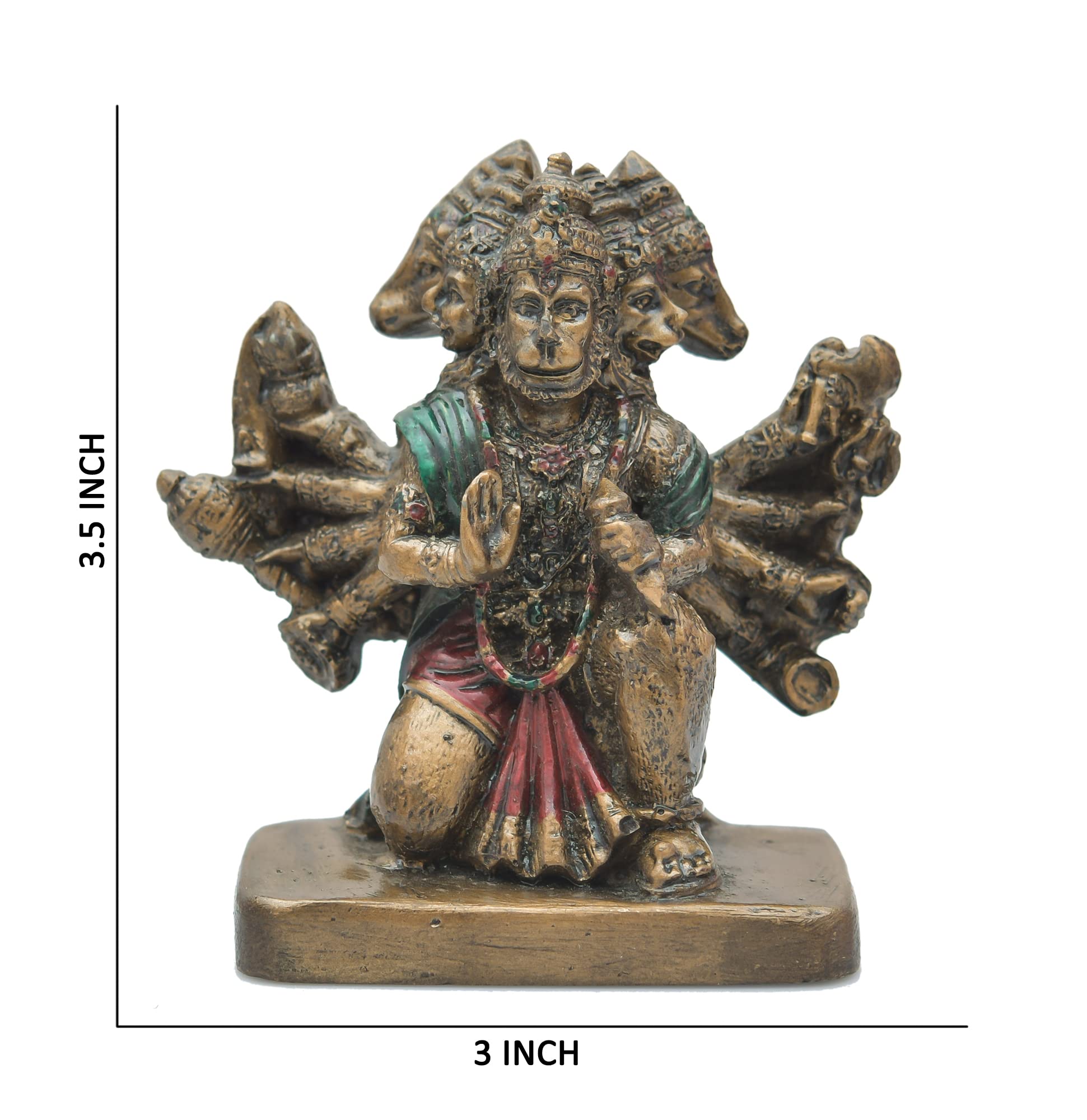 Archna Handicraft Polyresin Panchmukhi Hanuman Ji Murti Statue for Pooja Figurines Sculpture Bajrang Bali Idol (3.5 x 3 Inches) - Image 2 thumbnail