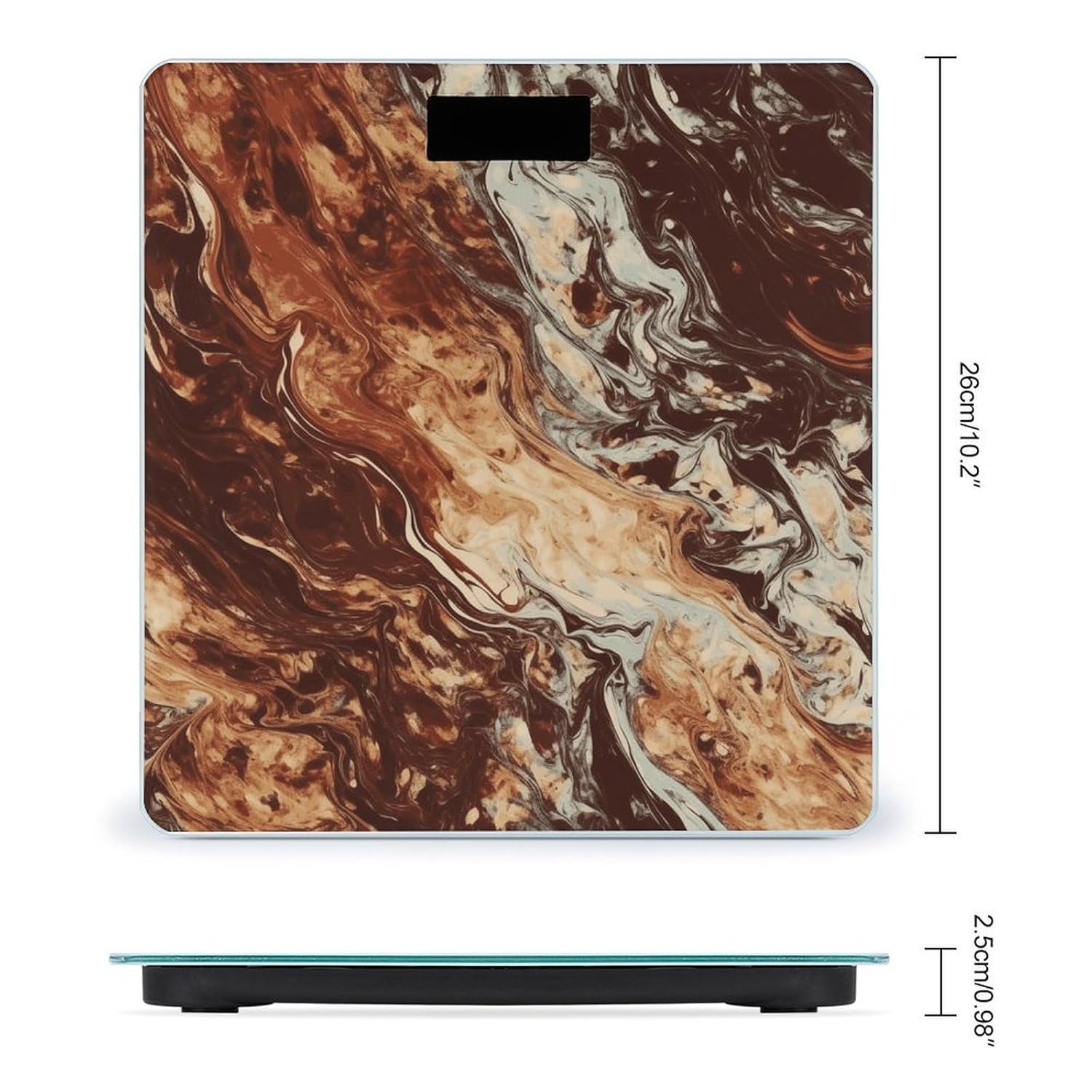 Marble Mixed Brown Scale for Body Weight Precision Bathroom Weighing Scales with Back Lit LCD Display Sturdy Tempered Glass Body Weight Scales Digital Bathroom Scale 400lb