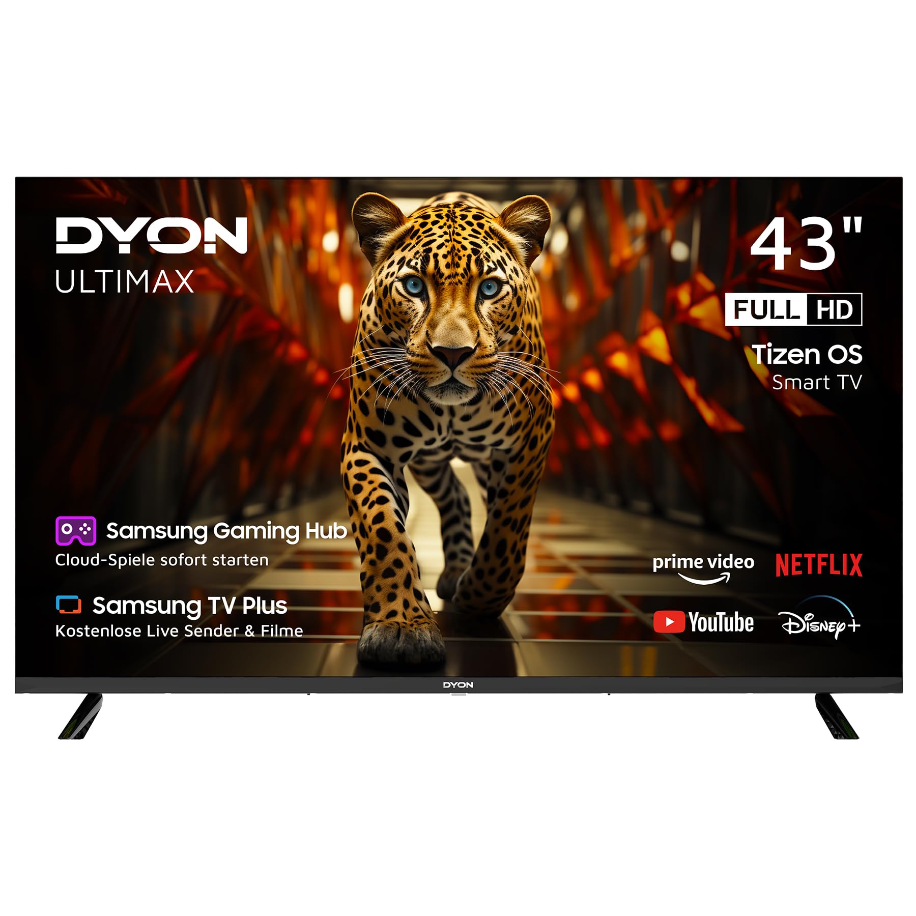 DYON ULTIMAX 43F-TI – 43 Zoll (108 cm) Full-HD Smart TV mit Tizen OS, Triple Tuner (DVB-C/-S2/-T2), Smart & Gaming Hub, Prime Video, Netflix, Disney+