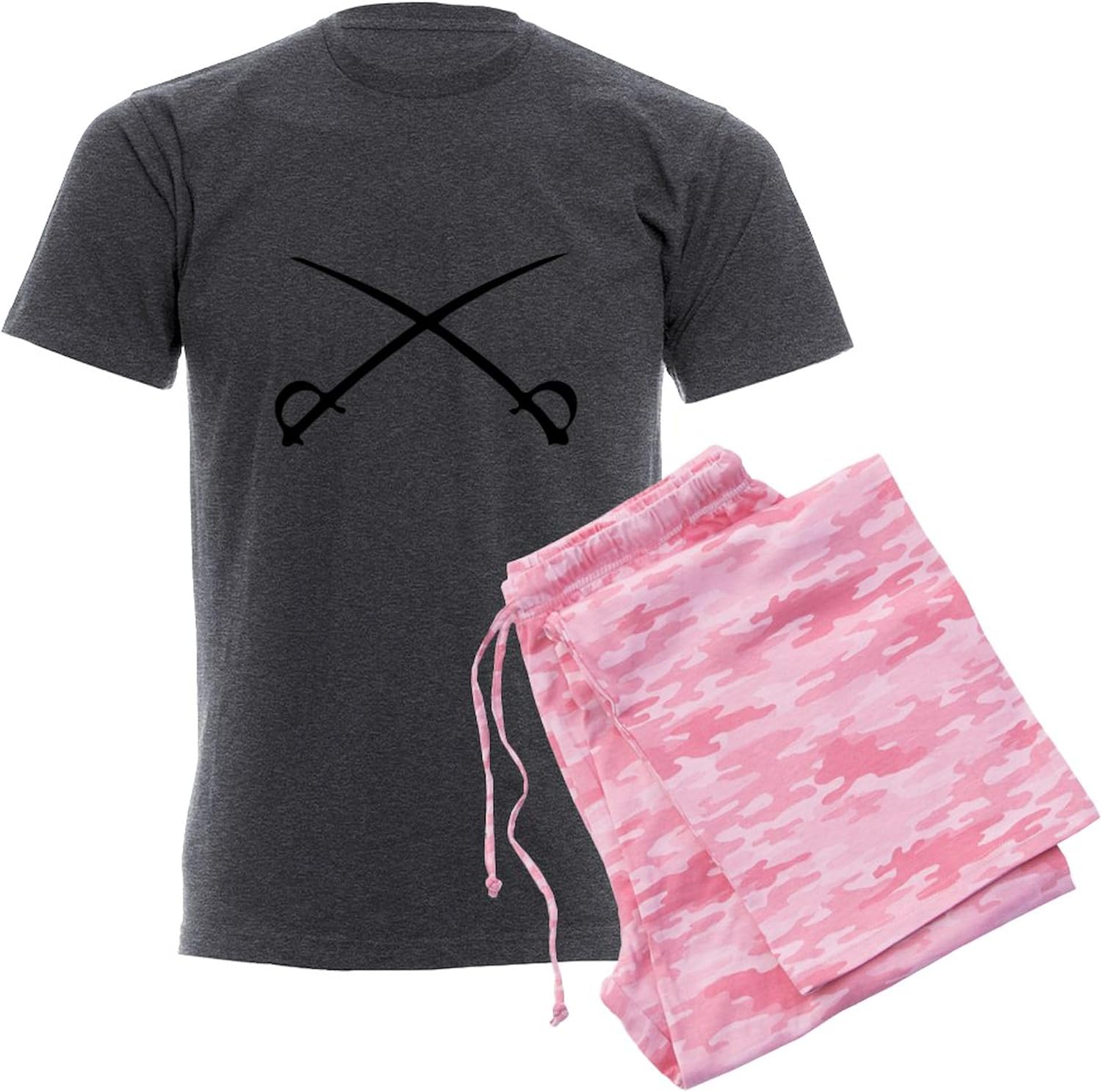 CafePress Crossed Sabres Men's Charcoal Novelty Pajamas