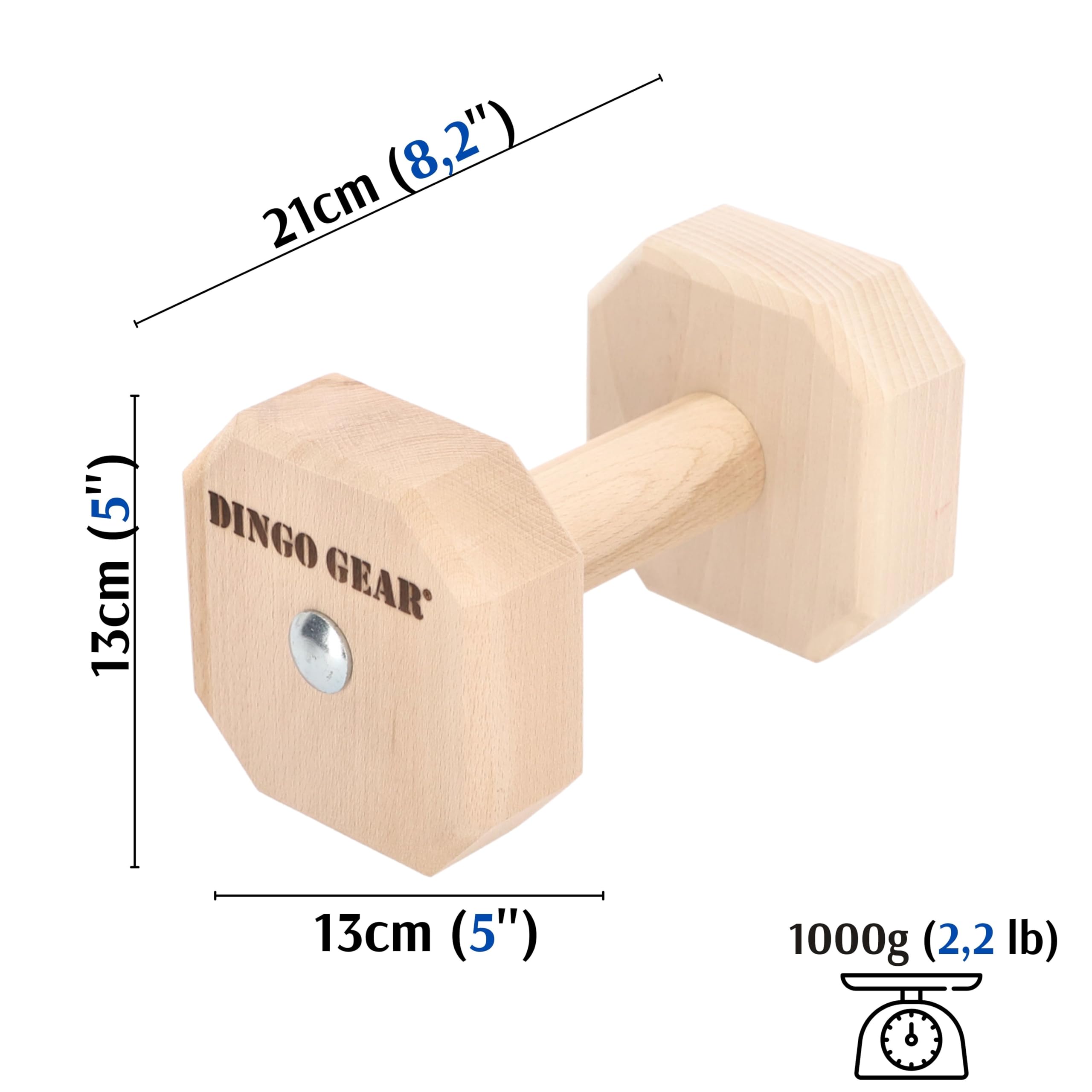 Dingo Gear Apportierholz verdrehte IPO 1000 Gramm | Extra Gewicht, Ausbildung Apportieren, Hundetraining, Obedience, Handarbeit S02504