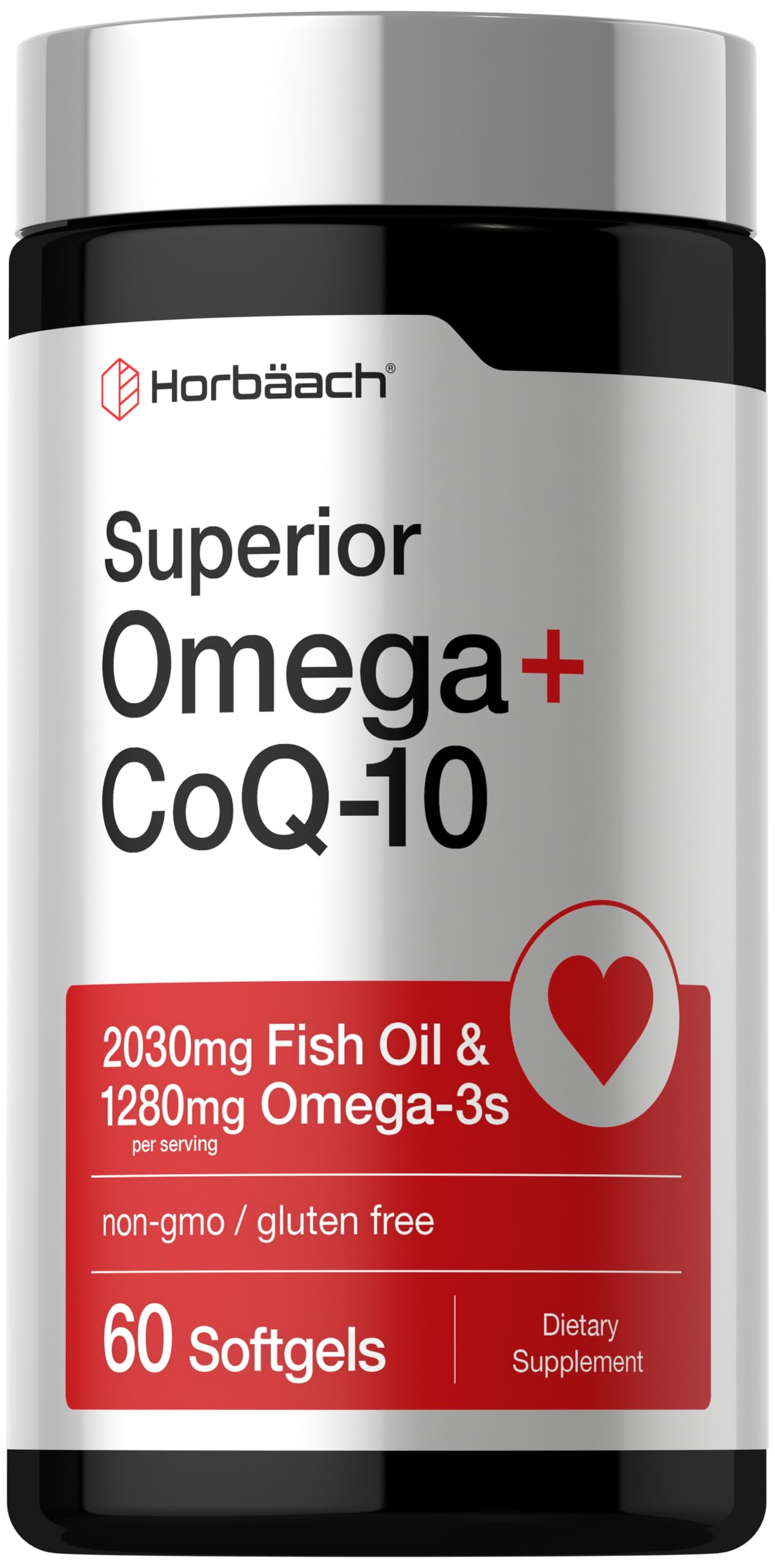 Horbaach Omega with CoQ-10 | 60 Softgels | 2030mg Fish Oil