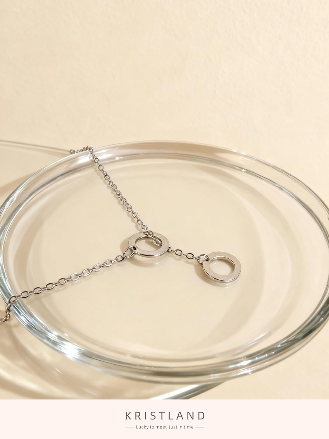 S925 Silver Women's Bar Necklace/Double Circle Layered Y Necklace Chain Adjustable Long/Tiny Pendant Chain Choker for Lady Gift - Image 6