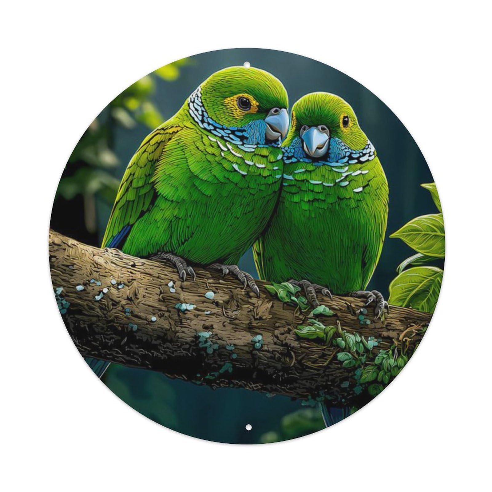 Animal Blue-naped Parrot Couple Romantic Tropical Rainforest Wildlife Vintage Metal Tin Sign Plaque Wall Decor for Cafe, Club Bar, Office, Garden Metal Poster 8x8Inch