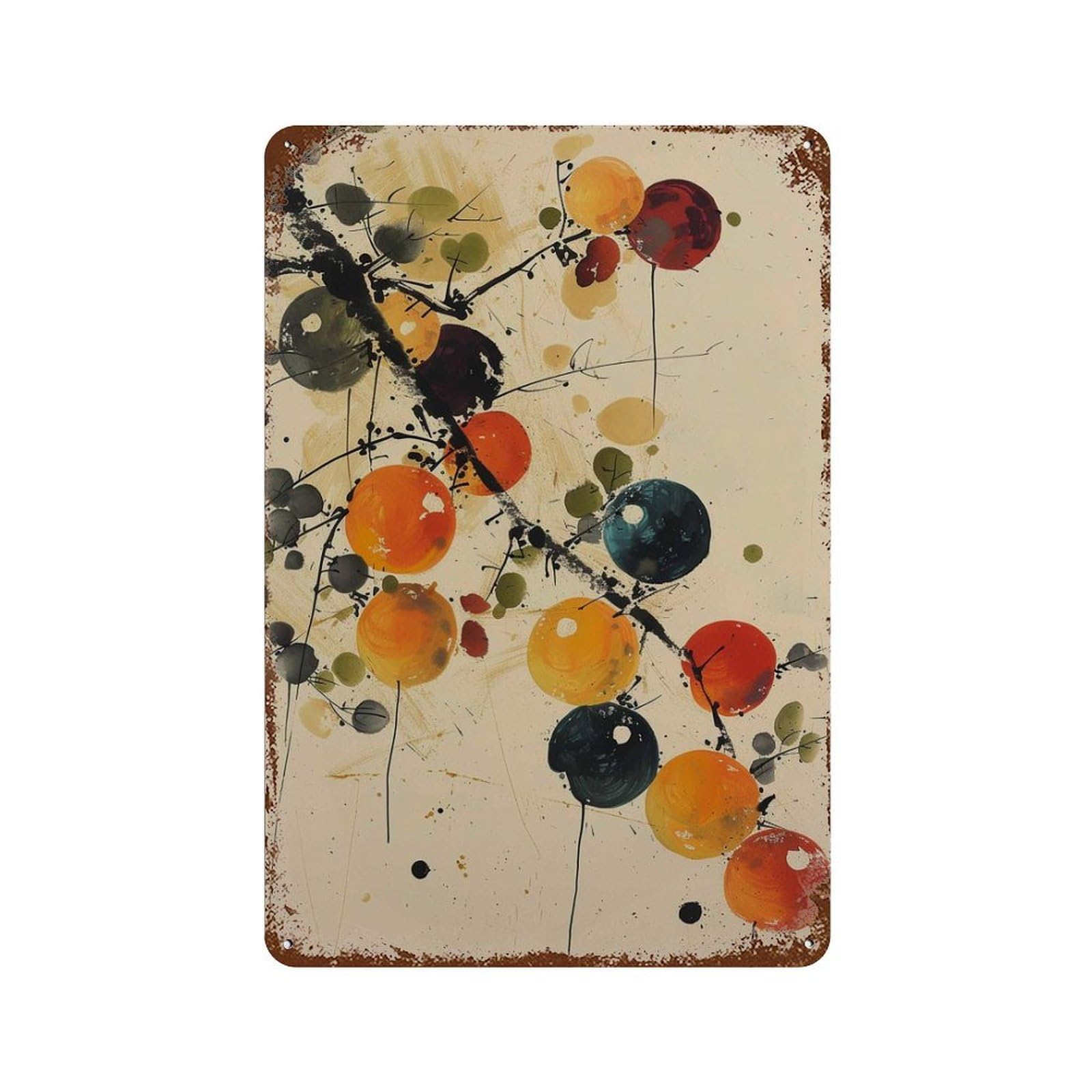 xiaoxiaoshen Japanese Persimmon Modern Asian Abstract Fruit Wall Decor Art Metal Tin Poster Modern Home Decor Art Home Bar Shop Decorations Vintage Sign 30x20cm