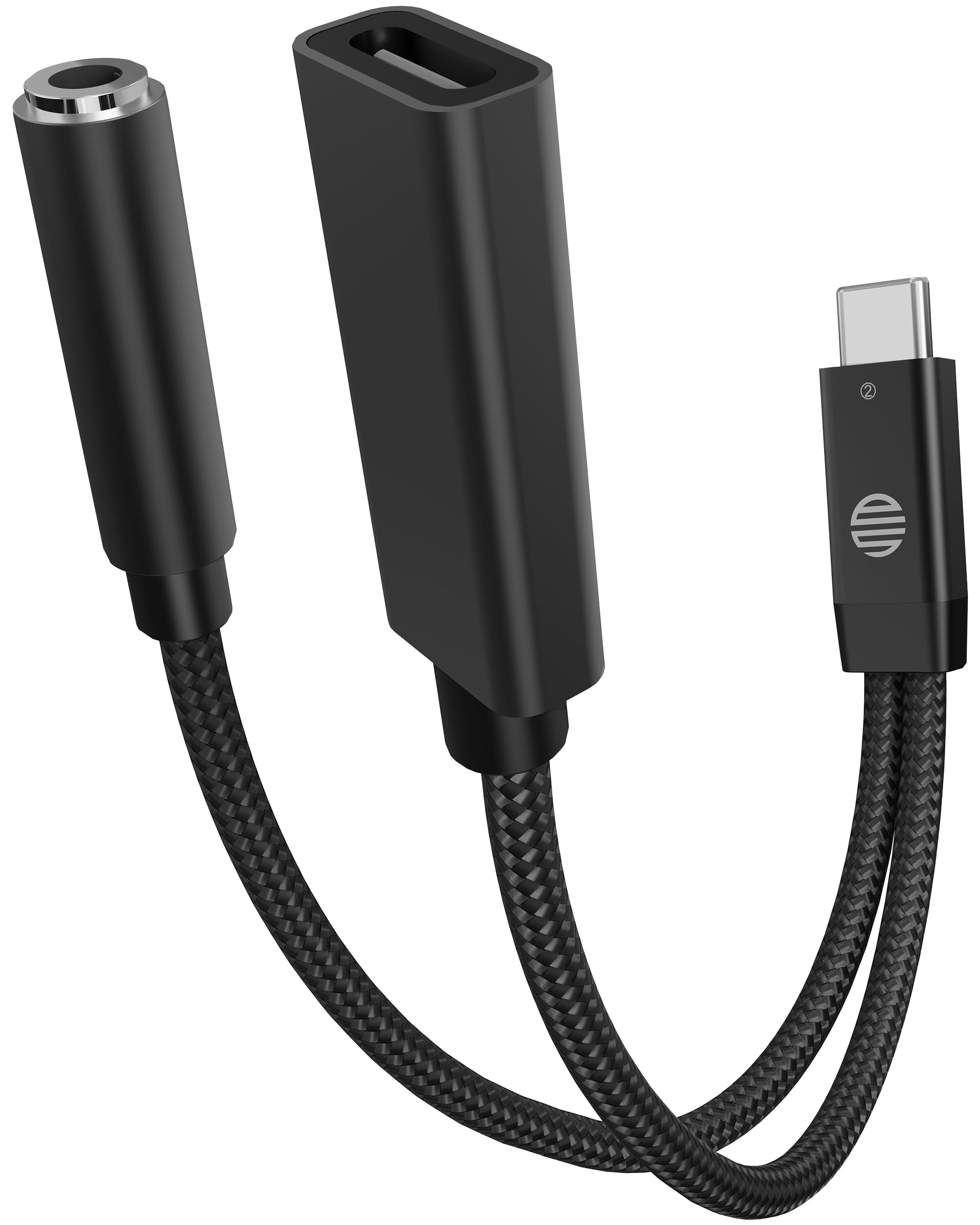 eller santé® ProCoder 2in1 Type C to 3.5 mm Jack + USB C Charging & Digital Audio 24bit DAC 3.5mm Connector Aux Cable,Headphone,Earphone Converter Splitter for Samsung, Oneplus,iPhone, Phone-Black-image-36
