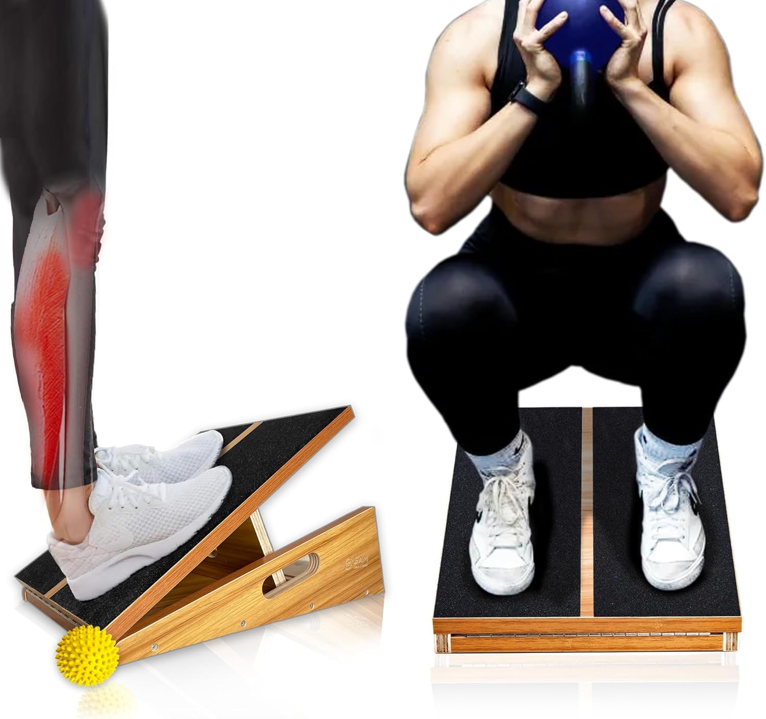 BAM Athletica's Physical Therapy Slant Board for Calf Stretching, Injury Recovery & Fitness | Adjustable Calf Stretcher Incline Board for Plantar Fasciitis Relief, Achilles Rehab, Squats & Exercise