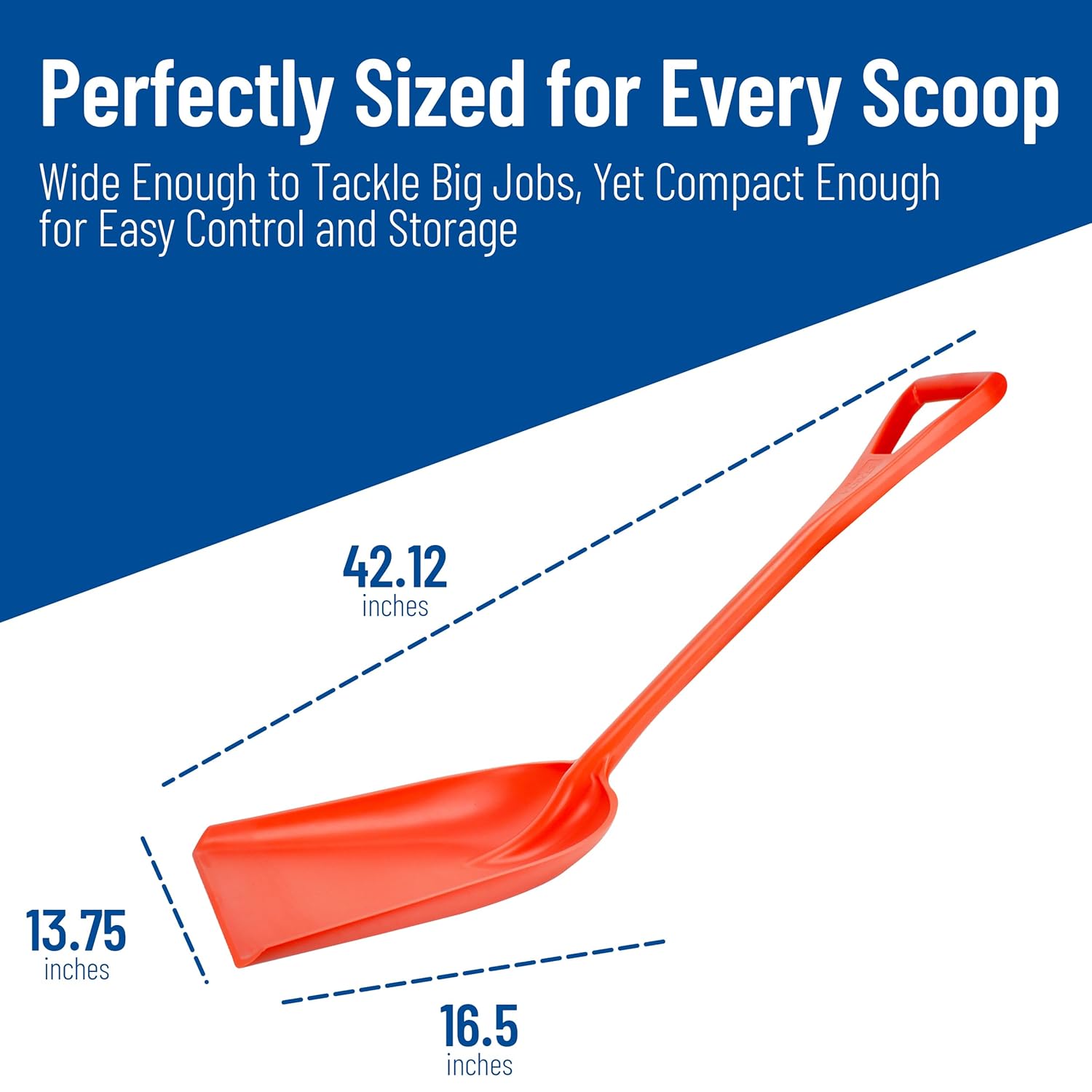 SPARTA Polypropylene Sanitary Shovel, One-Piece Food Handling Scoop, Commercial Kitchen and Bulk Ingredient Transfer Tool, 13.75" x 16.5" Scoop, Orange