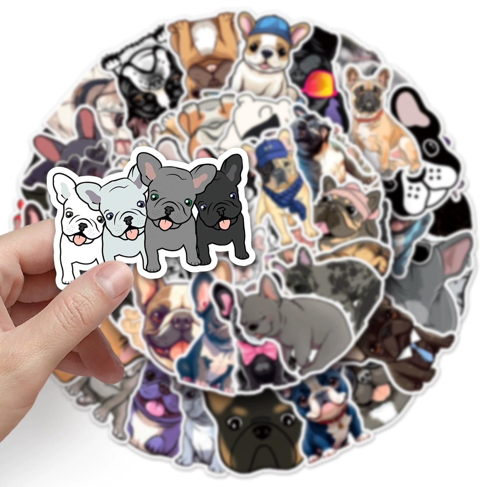 French Bulldog Stickers for Laptop(50 PCS),Gift for Children Teens Adults Girl Boys,French Bulldog Waterproof Stickers for Skateboard,Bike,Phone,Computer,Luggage Water Bottle Guitar Motorcycle - Image 4