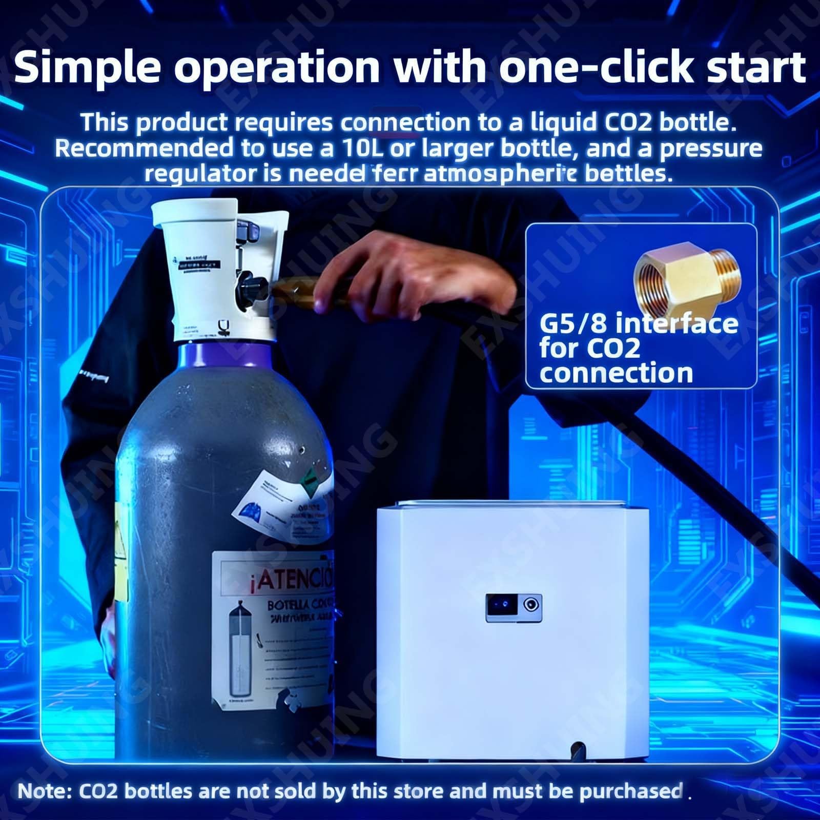 Enfriador De Copas De Co2 Comercial, Congelación Instantánea En 6 Segundos A -25 °C Y Sin Dilución, Enfriador Rápido De Copas Para Cócteles Y Cerveza, Con Luces De Neón Rgb(Classic)