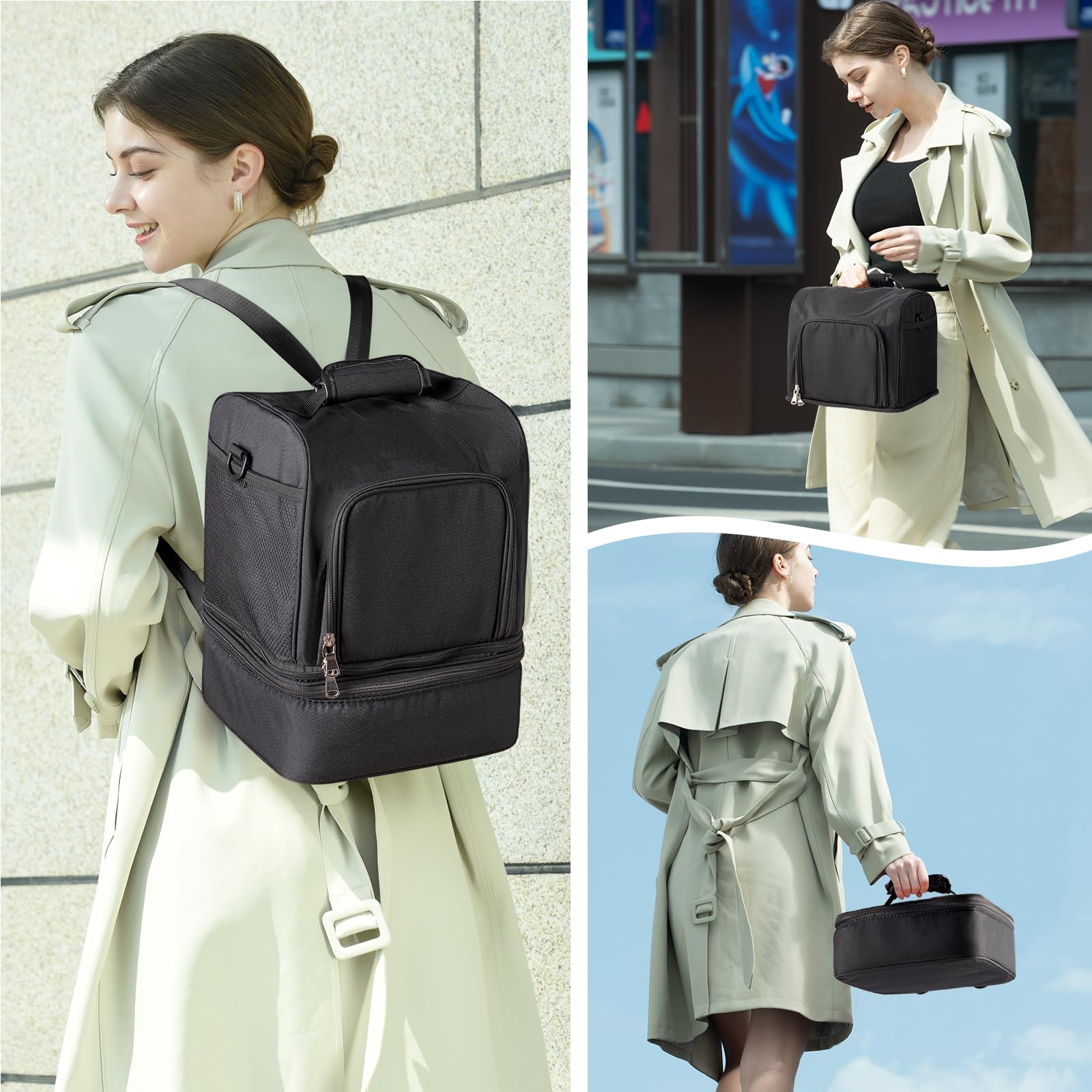 NCVI Tire-lait sac à dos compatible avec Spectra S1, S2, Medela, sac à lait maternel double couche séparable avec glacière, sac à langer multifonction pour le travail, les soins infirmiers en plein