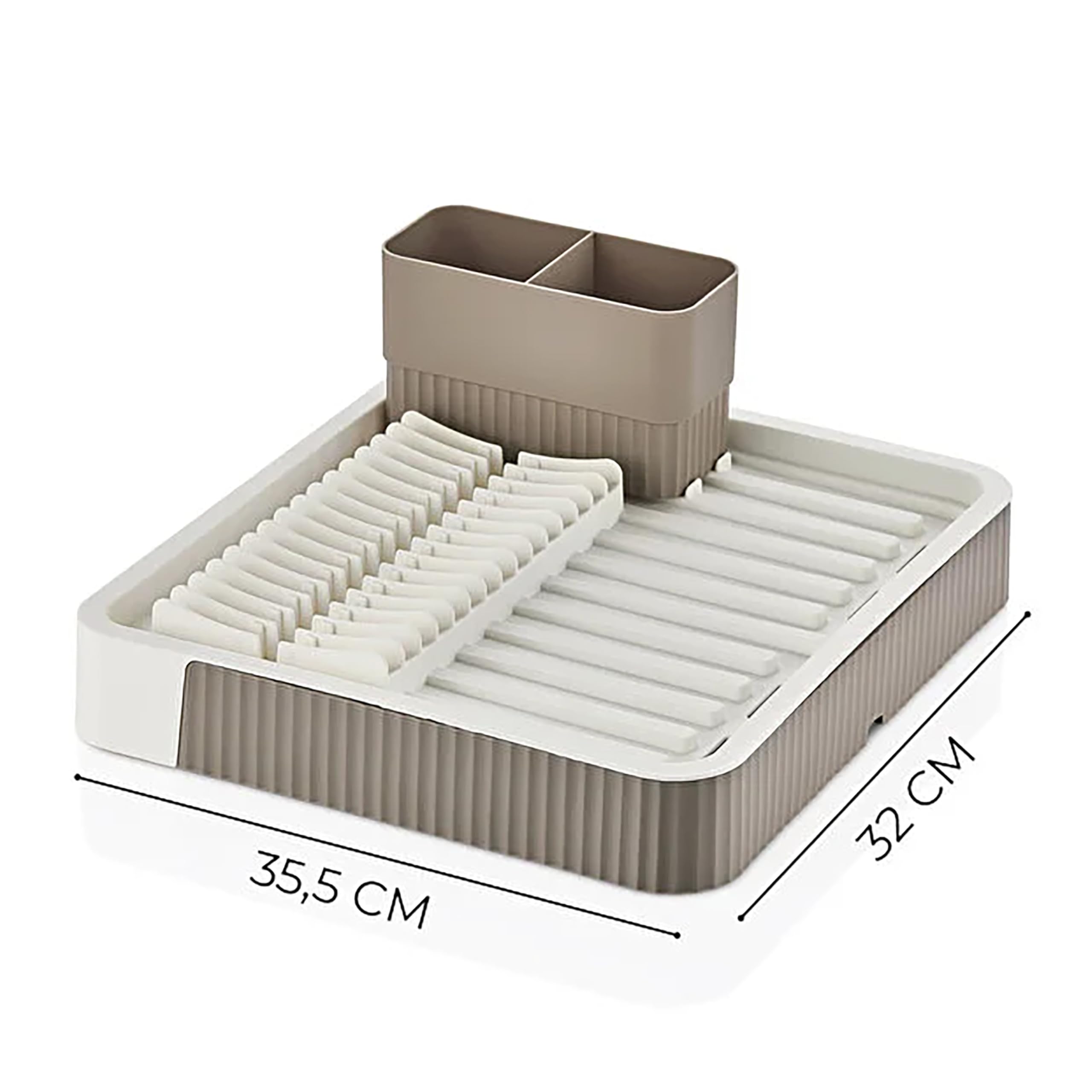 Promosyonca Açılır Kapanır Sürgülü Bulaşık Sepeti ve Kurutmalık, Plastik, Genişleyebilir Pratik Mutfak Düzenleyici, 35x25x12 cm (Krem)
