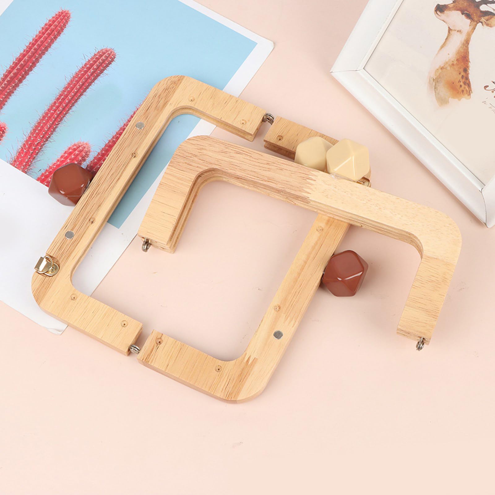 Cornice in legno per borsa, con chiusura a bacio, per borse e portafogli fai da te
