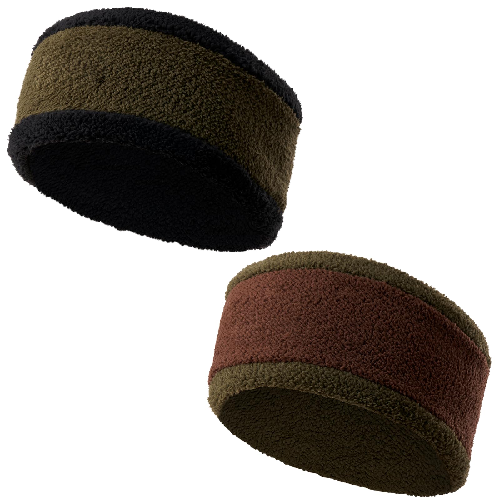 Obacle Winter Headband for Cold Weather (2 Pack, Army Green and Brown)