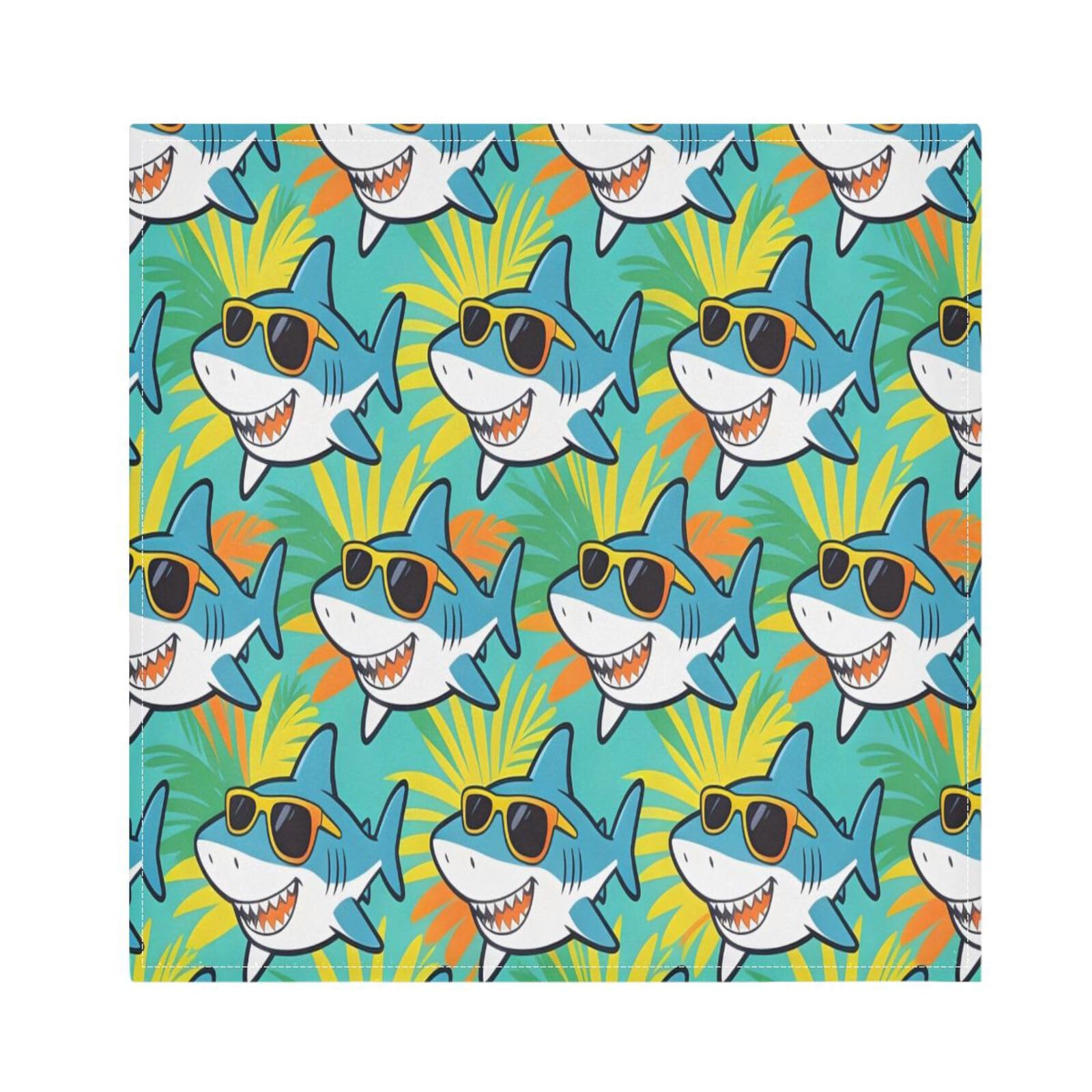 Ttgoth Sharks Cloth Napkin Set of 6 Washable & Reusable Dinner Napkins for Dining Table, Banquets, Wedding, Party, 50x50 cm