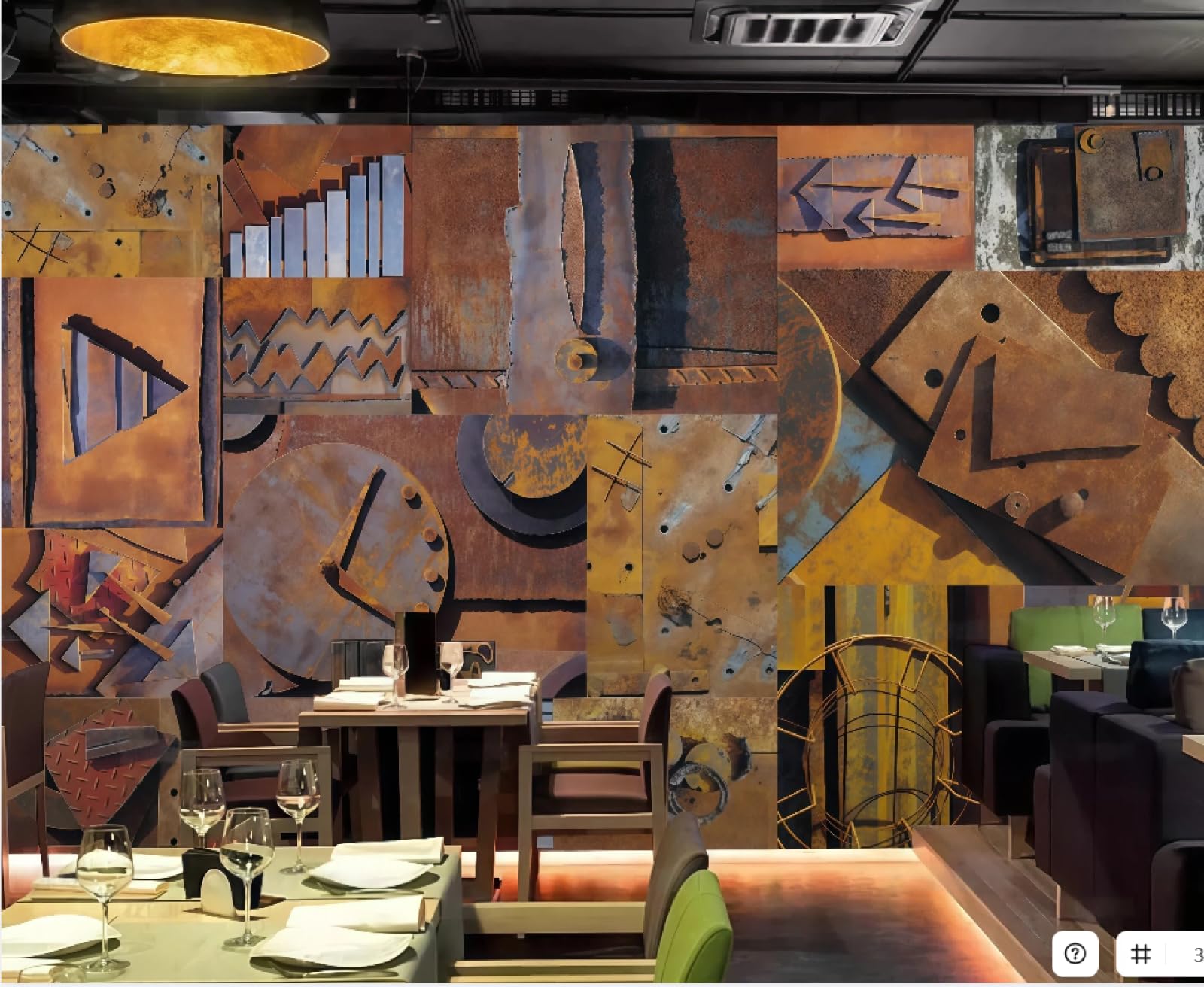 XDOUBAO Wallpaper Retro Nostalgic Three-Dimensional Rusty Metal Bar Nightclub Afternoon Tea Coffee Shop Background Mural Western Restaurant Wallpaper,3D,400x280cm