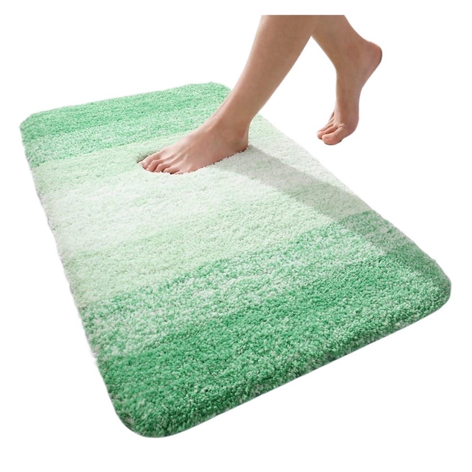 Shower Mat Bathroom Rug Soft Foot Mat Absorbent Microfiber Bath Rugs Non-Slip Plush Carpet Wash Dry For Floor Shower(Green,41x61cm (16x24 inch))