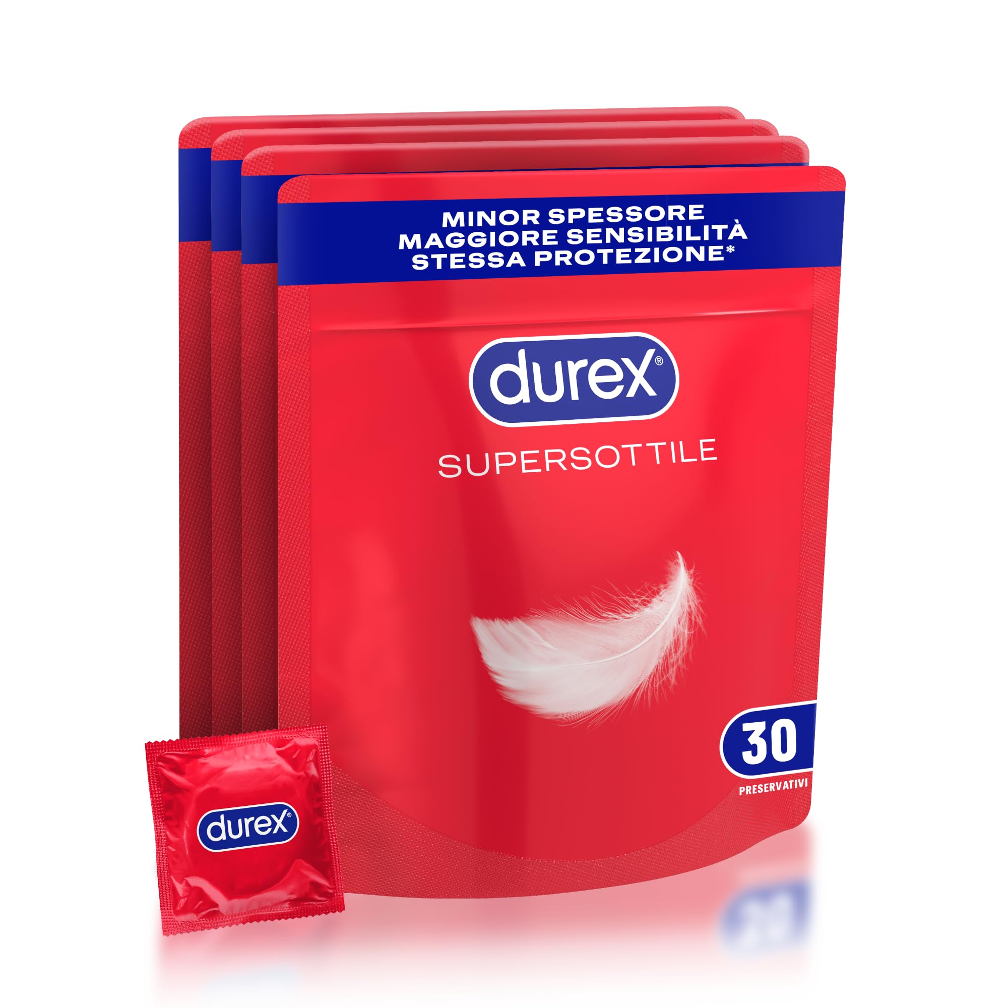 Durex SuperSottile, Preservativi Ultra Sottili Vestibilità Regular, Formato Convenienza, Vestibilità Regular, 120 Profilattici