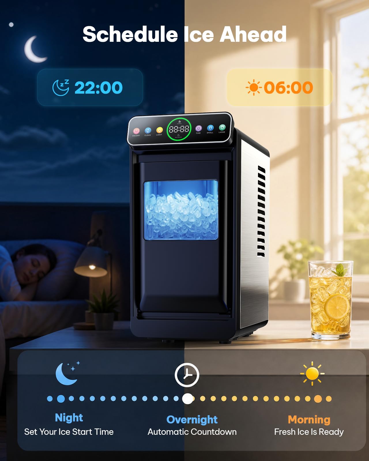 Silonn Portable Ice Maker Countertop, Self-Cleaning Ice Machine with Carry Handle, Includes Basket & Scoop, Produces 9 Ice Cubes in 6 Minutes, 12KG Daily Capacity, Ideal for Home Camping and RVs view 5