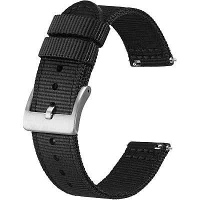 BISONSTRAP Men’s Nylon Watch Bands, Two-Piece Military Watch Straps, Quick Release, Brushed Buckle, Band Width 18mm 19mm 20mm 22mm