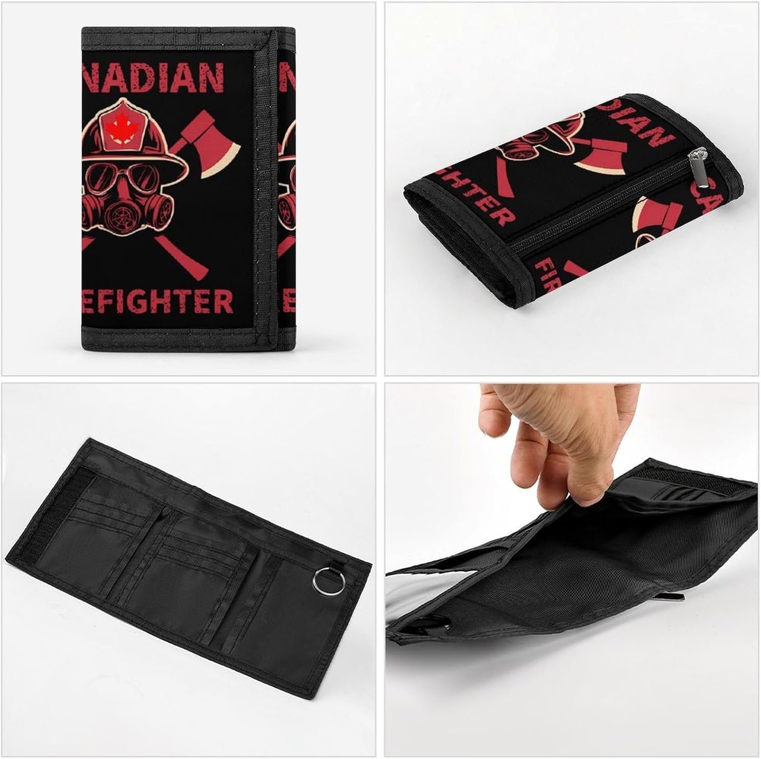 Canadian Firefighter Trifold Slim Wallet Front Pocket With Money Clip And ID Credit Card Slots For Travel Work