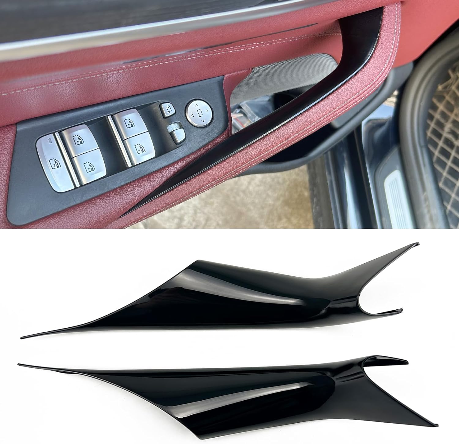 4PCS Car Door Handle Cover Interior Door Pull Handles Protective Decorate Covers Fit for BMW 5 Series G30 G31 2017-2022 520i 520d 525d 530e 530i 540d 540i 550i (Black)