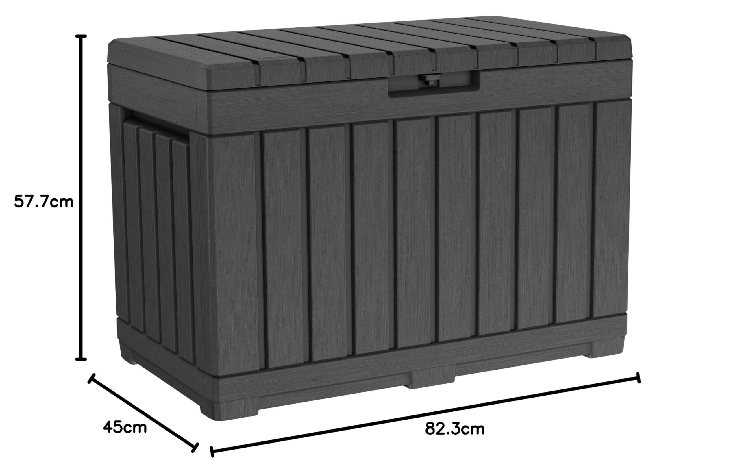 Koll Living Gartenbox Kentwood 190 Liter Stauraum Anthrazit - kompakte Aufbewahrungsbox mit viel Platz für Sitzauflagen, Gartengeräte oder Kinderspielzeug - hält den Inhalt trocken & gut belüftet