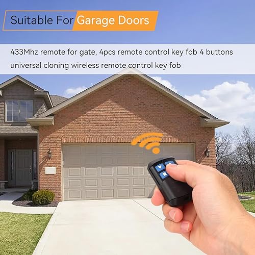 Miniatura 4 de Control remoto de puerta de 433 Mhz, 4 llaves, 4 botones, clonación universal, control remoto inalámbrico, abridor de puerta eléctrico, control