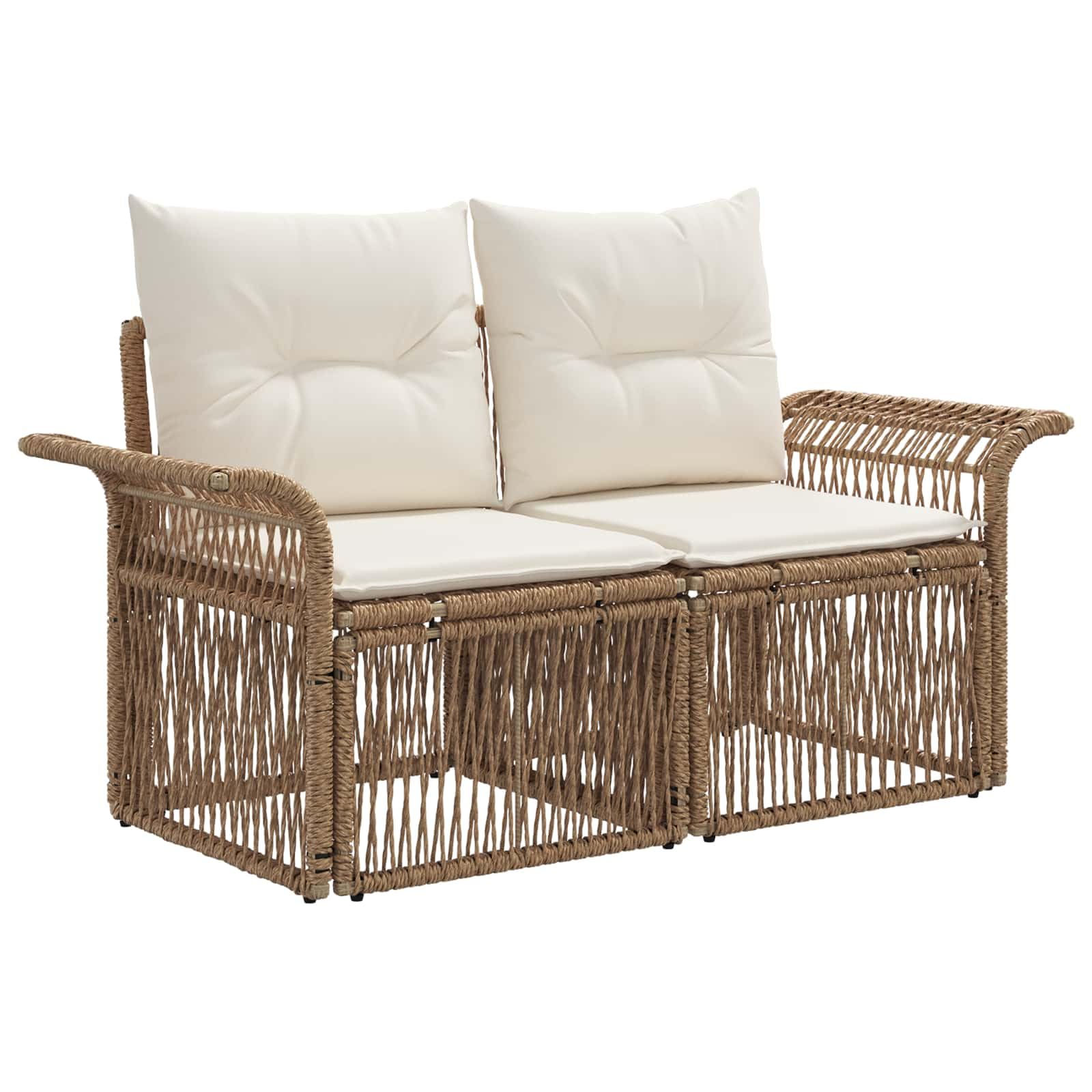 Zestaw 7-częściowy zestaw wypoczynkowy beżowy | Stół z regulacją wysokości 44-73 cm, stal malowana proszkowo, syntetyczny rattan, zdejmowane poduszki
