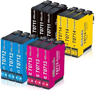 GILIMEDIA T0715 Multipack Ink Cartridges for Epson T0711 T0712 T0713 T0714, for Epson Stylus DX8400 SX215 SX400 SX515W SX600FW SX100 BX300F SX200 SX218 DX7450 DX8450 SX115 SX415 DX7400 Printer 12Pack