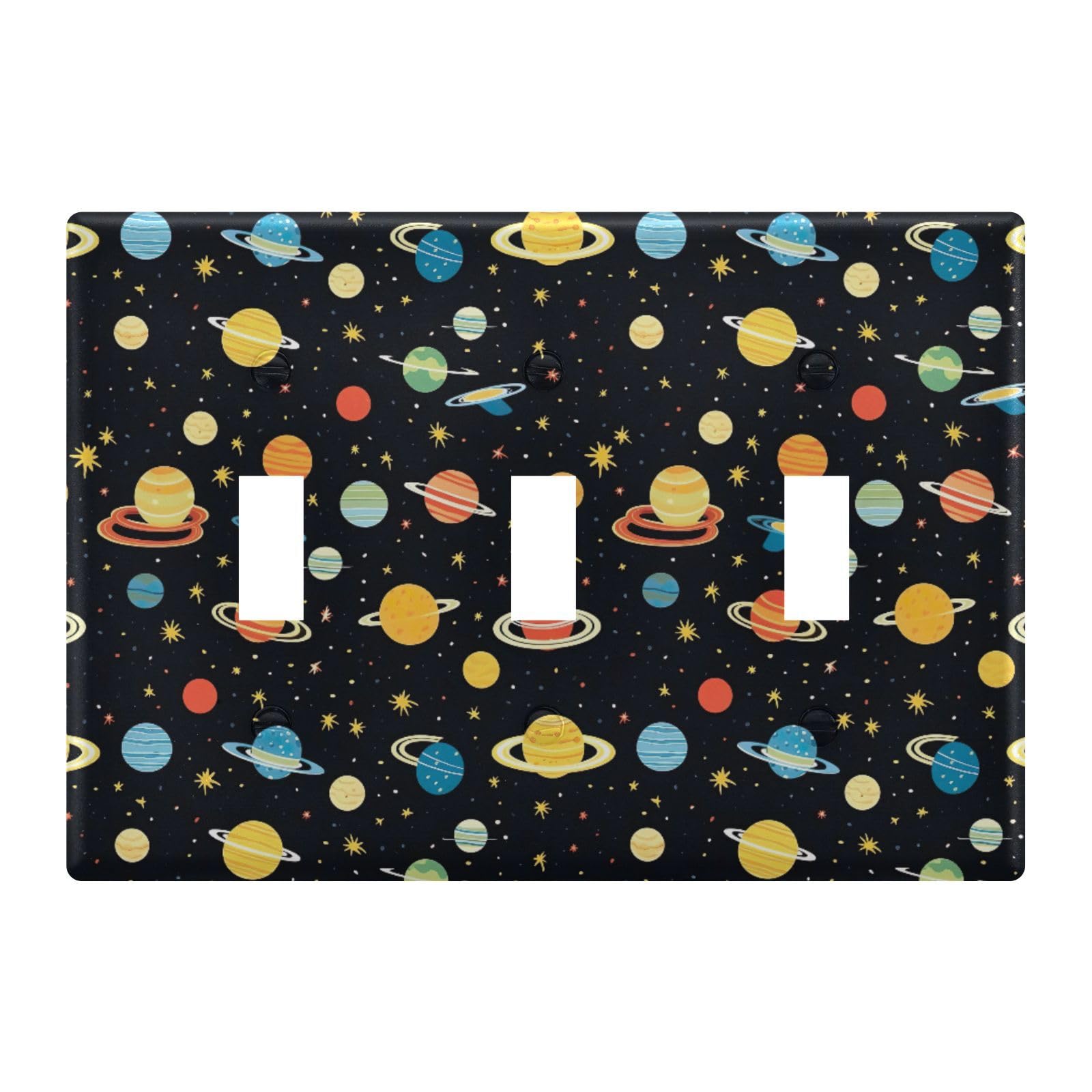 Light Switch Cover Outer Space Planet Wall Plates for Electrical Outlets 3 Gang 202a8757