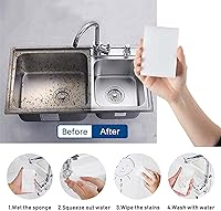 Vista 4 de 25Pcs Magic Sponge Eraser, Melamine Sponge Foam Pads, Kitchen Dish Cleaning Sponges Scrubber, Household Cleaner for Bathtub, Sinks, Stove